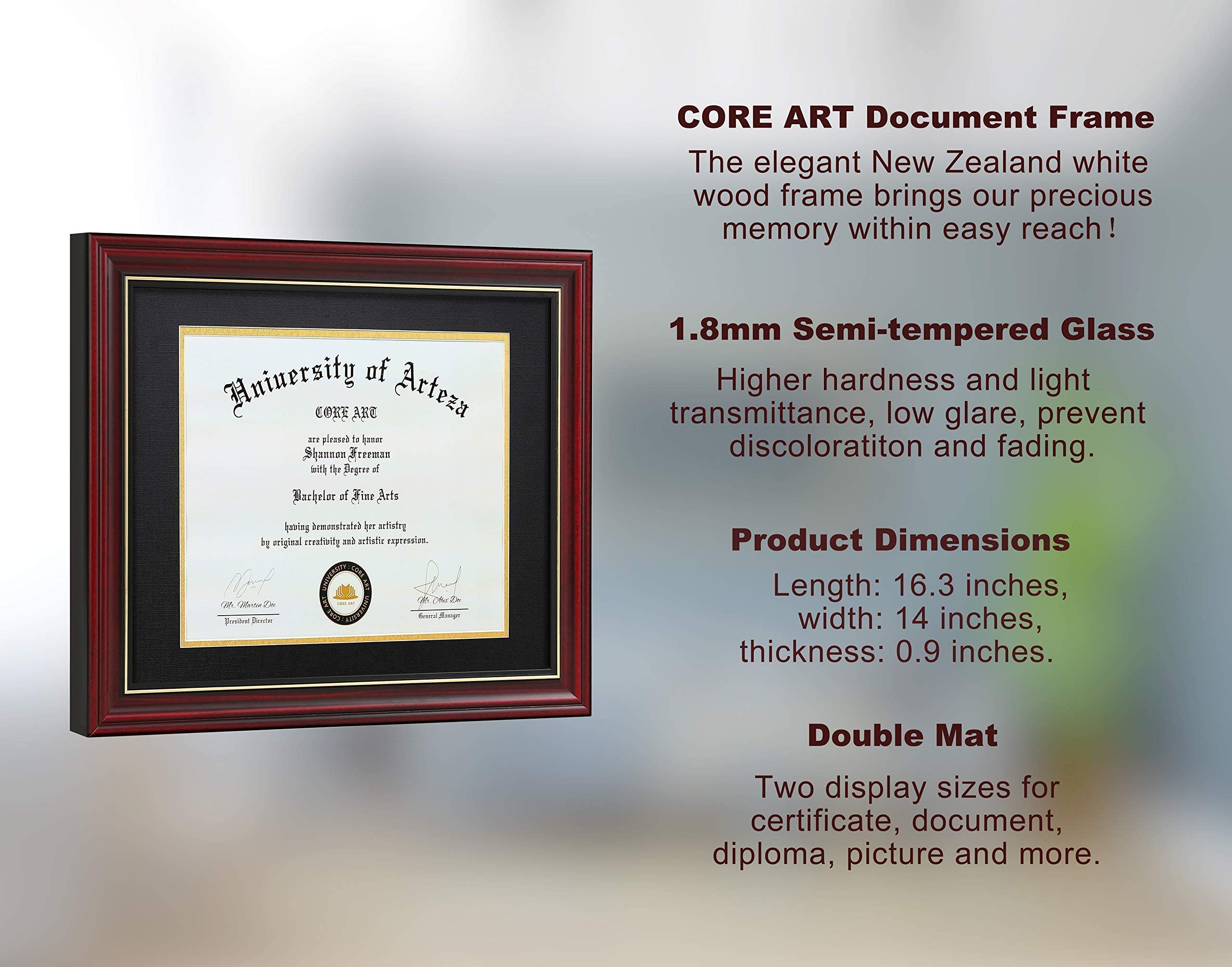 Premium Cherry & Chocolate Diploma Frames with Black Gold & Blue Gold Mats - Set of 2 for Graduation, Office Decor & Wall Display