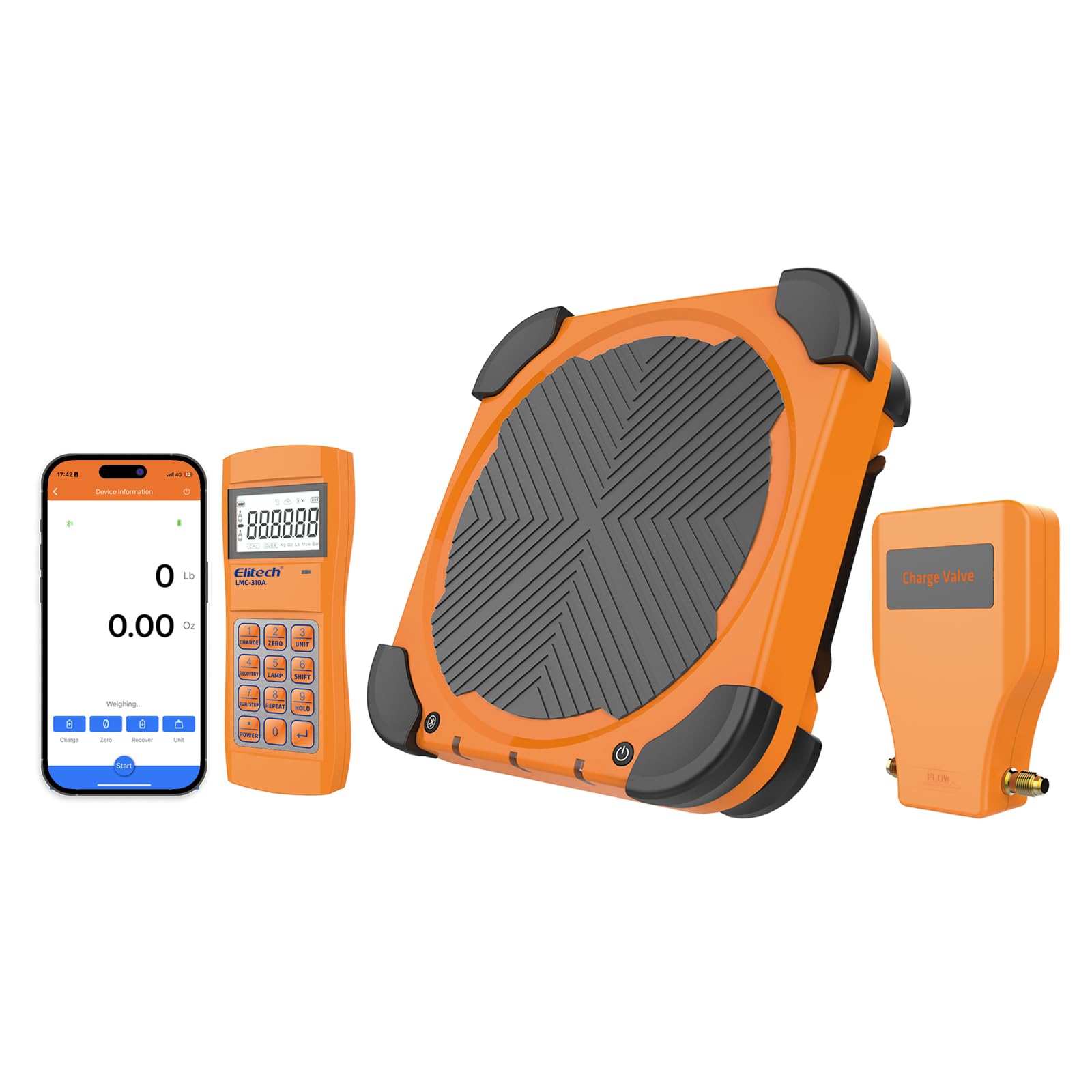 Elitech LMC-310A Wireless HVAC Refrigerant Scale - 330lbs Digital Freon Weighing Device with Remote Control & Auto Open/Stop Charging Valve | Perfect for AC Repair, Refrigerant Recovery & HVAC Maintenance