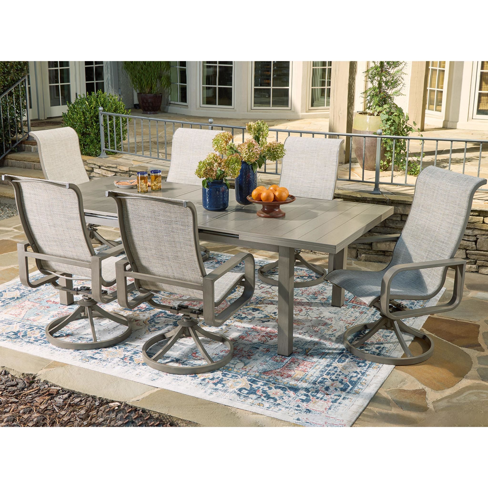7-Piece Beige Outdoor Dining Set for Beachfront & Patio - Waterproof Wicker Furniture with Cushions for Backyard, Poolside & Garden