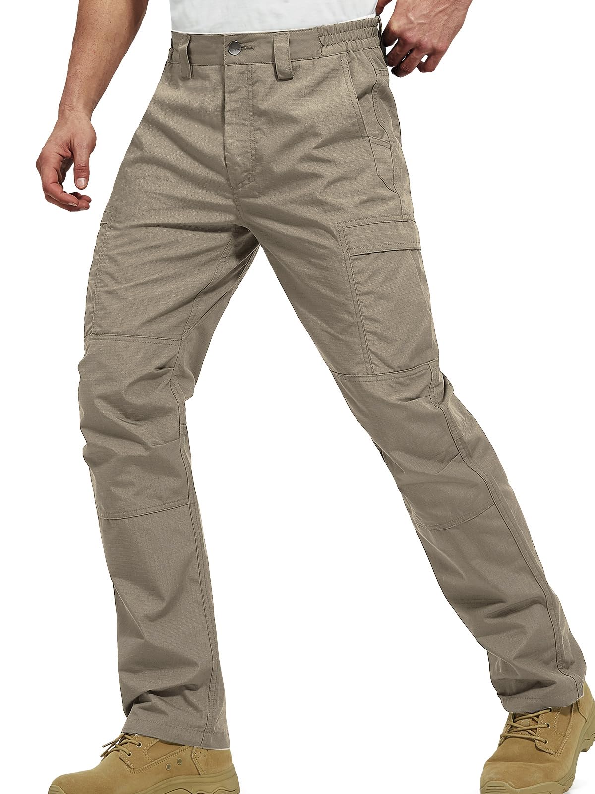 FREE SOLDIER Men's Tactical Cargo Pants - Water Resistant Ripstop Work Pants for Outdoor Hiking, Camping & Travel - Lightweight Durable Military Style Pants for Men