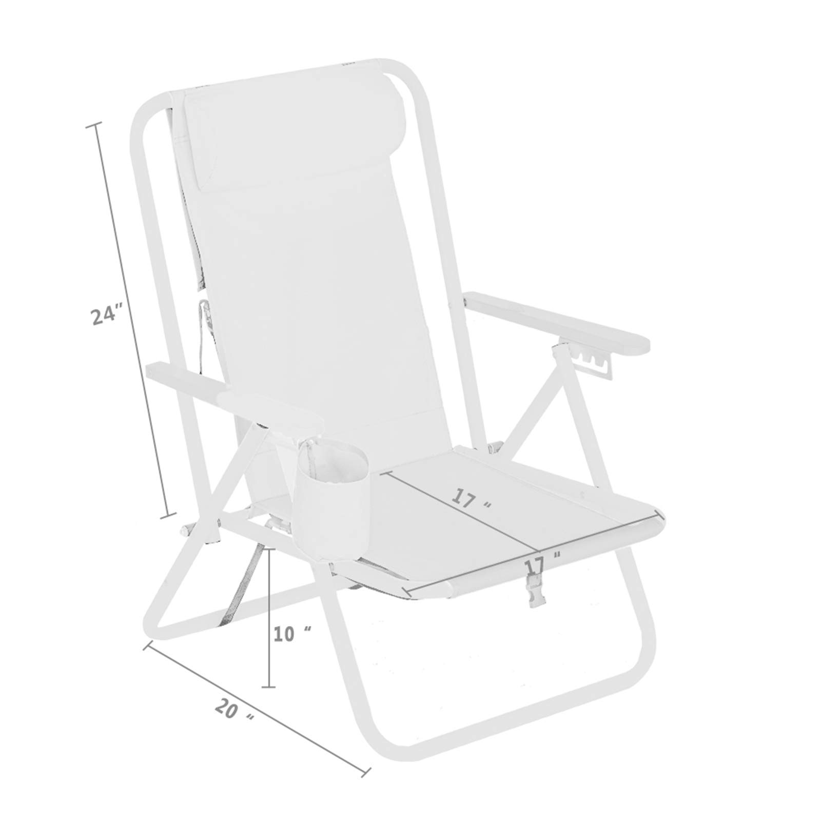 4-Position Folding Backpack Beach Chair for Adults - Adjustable Headrest, Storage Pouch & Cup Holder - Portable Camping & Sand Chair for Outdoor, Lawn, Travel, Picnic, Fishing | Perfect for Beach Relaxation, Backyard Lounging & Camping Trips