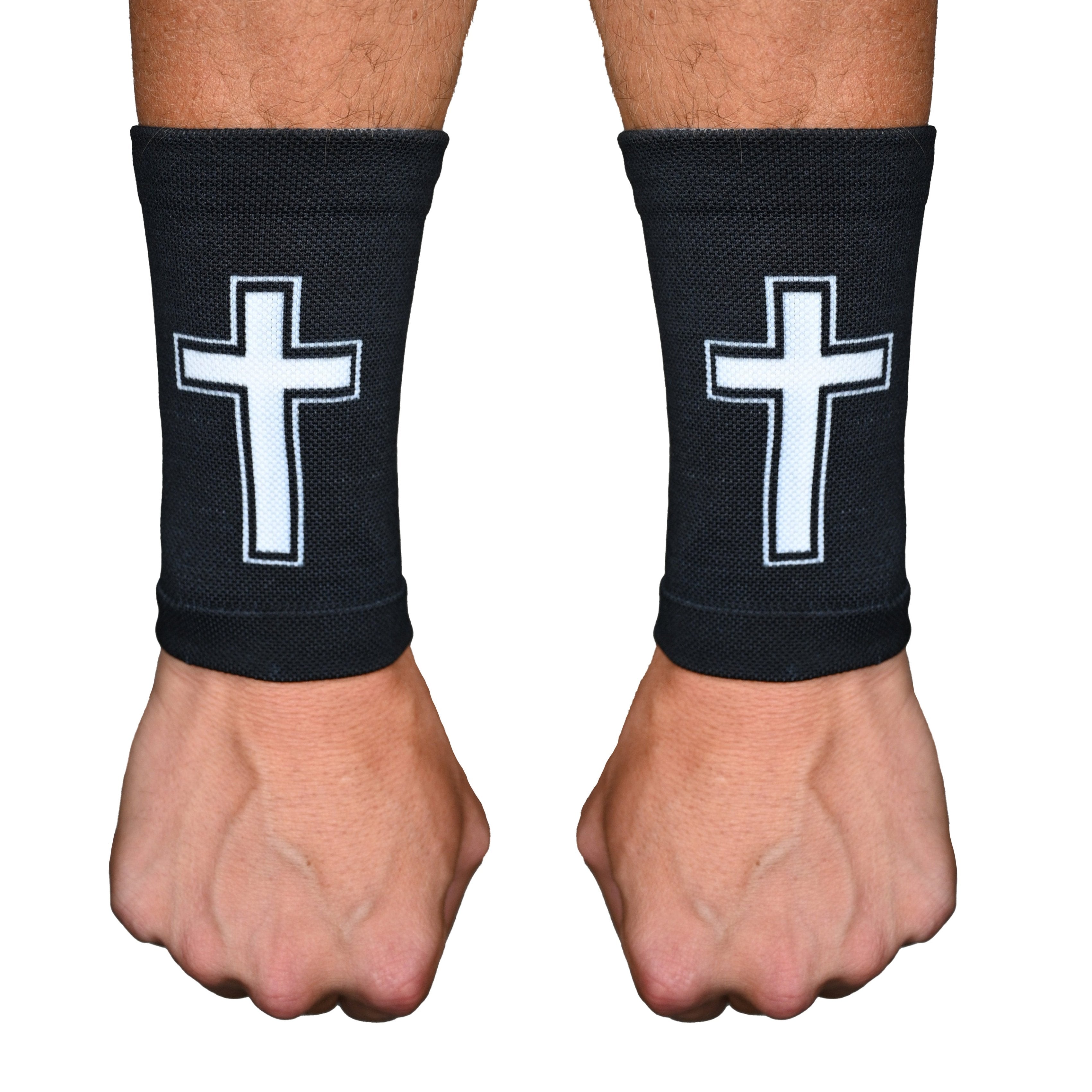 Faith Cross Black Wrist Support Sleeves - Breathable Compression Brace for Arthritis, Carpal Tunnel & Tendonitis Relief - Ideal for Typing, Gaming & Sports