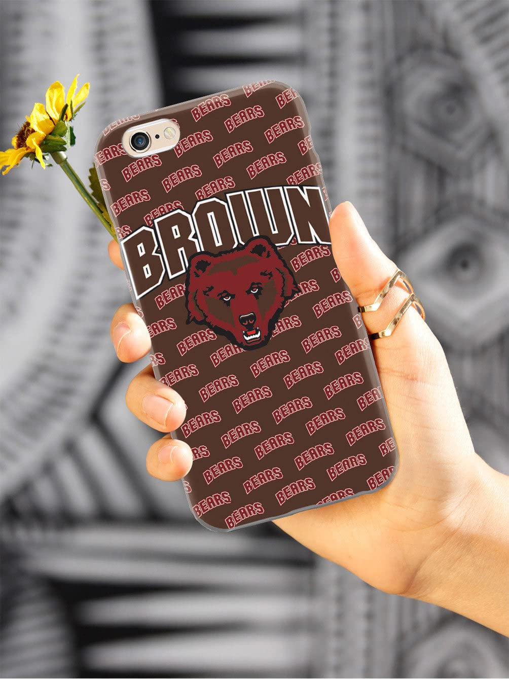 3D Textured iPhone 15 Pro Case with Rubber Bumper - Protective Phone Cover for Apple iPhone 15 Pro - Brown University Inspired Design - Perfect for School, Work & Everyday Use