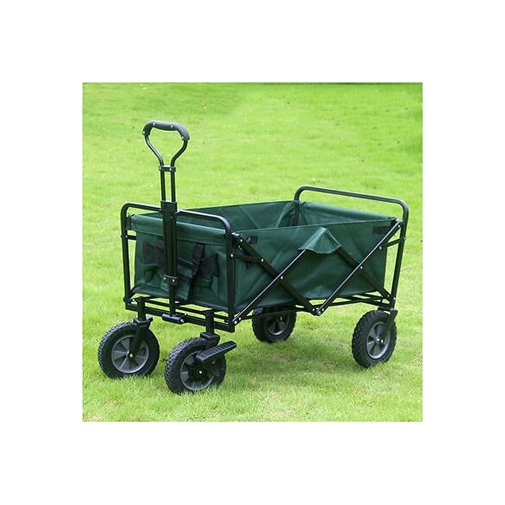 Collapsible Folding Wagon Cart - 4-Wheel Portable Shopping Trolley with Push Handle for Groceries, Picnic, Beach & Home Storage | Heavy Duty Utility Cart for Outdoor, Camping & Supermarket Use