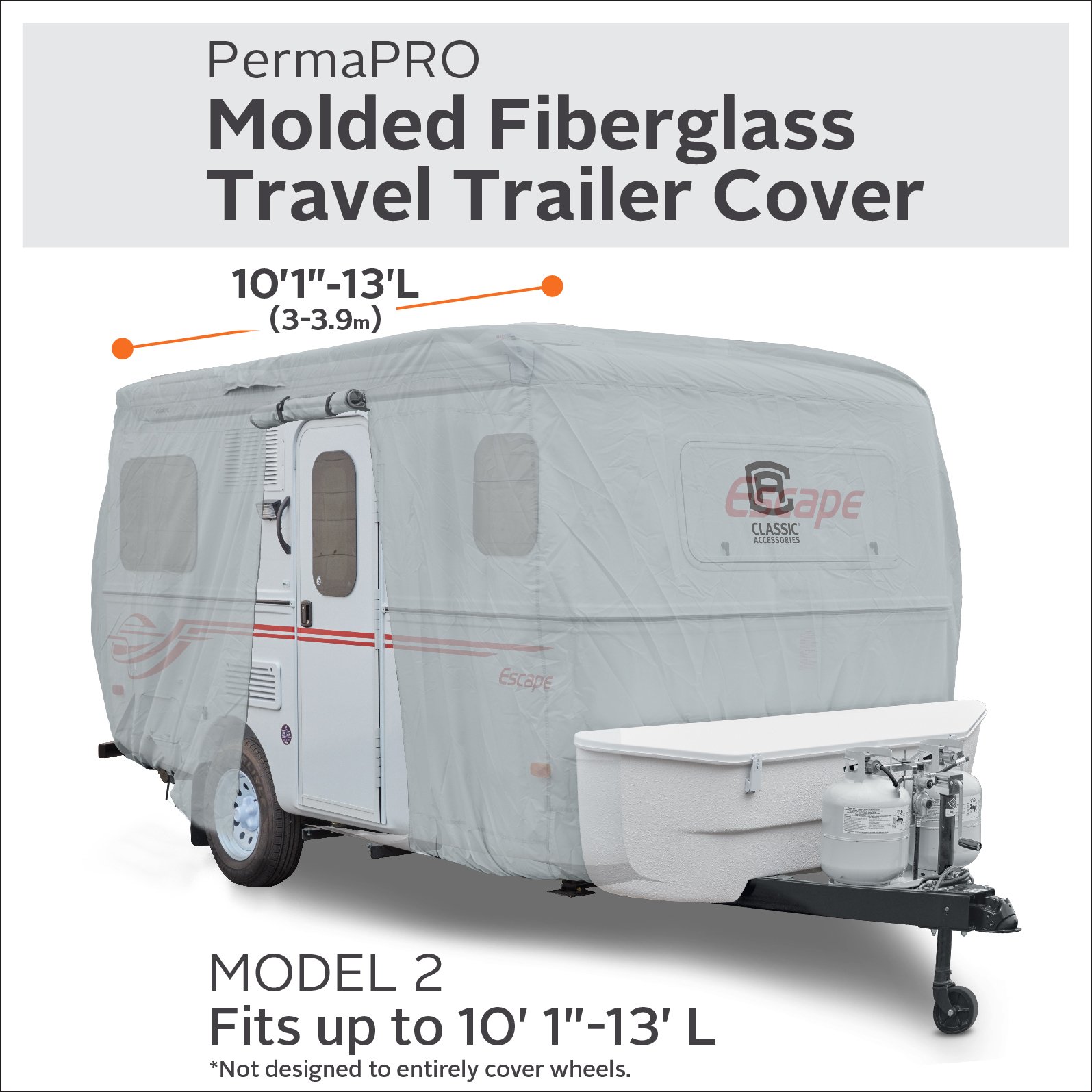 Classic Accessories Over Drive PermaPRO Molded Fiberglass Travel Trailer Cover - Waterproof RV Cover for 10'1