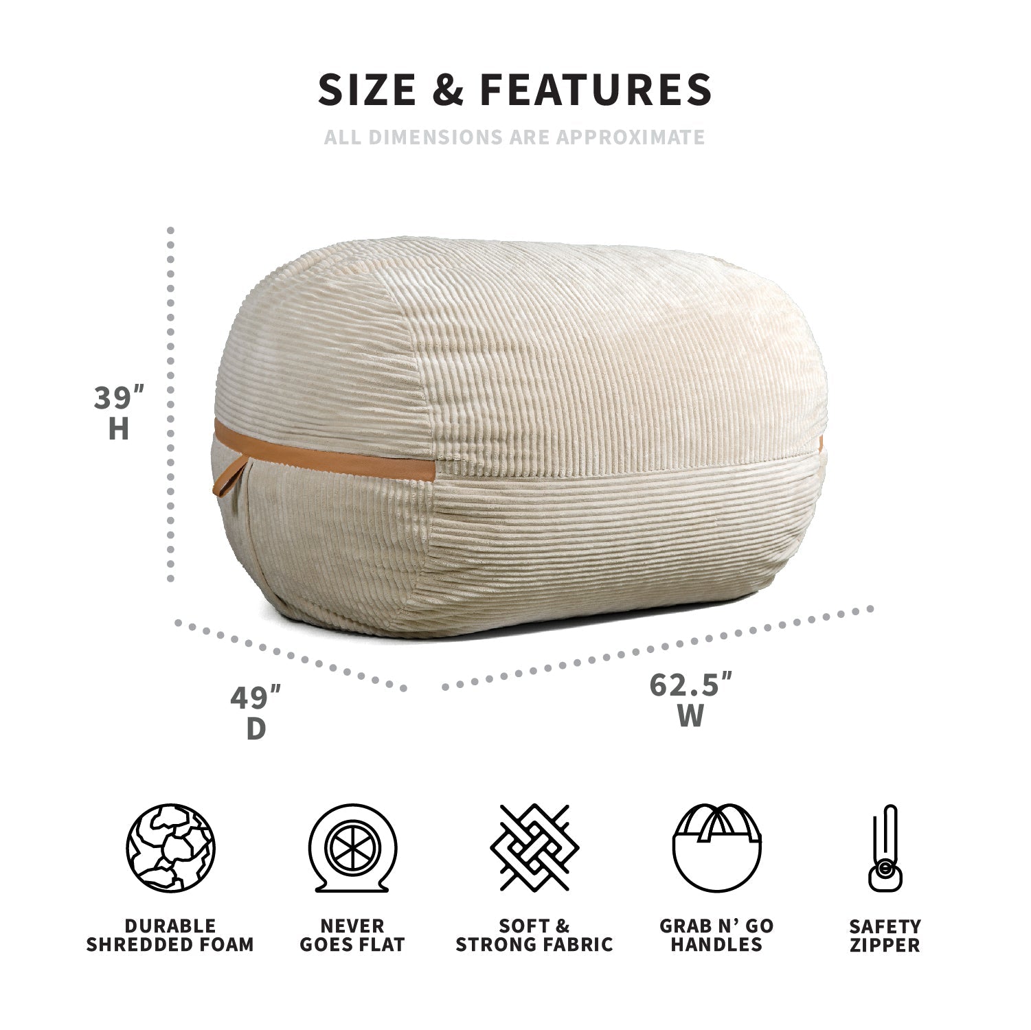 Fuf XL Dog Bed with Removable Washable Cover - Extra Large Orthopedic Pet Bed for Large Dogs, Waterproof & Chew Resistant - Perfect for Living Room, Bedroom or Kennel Use