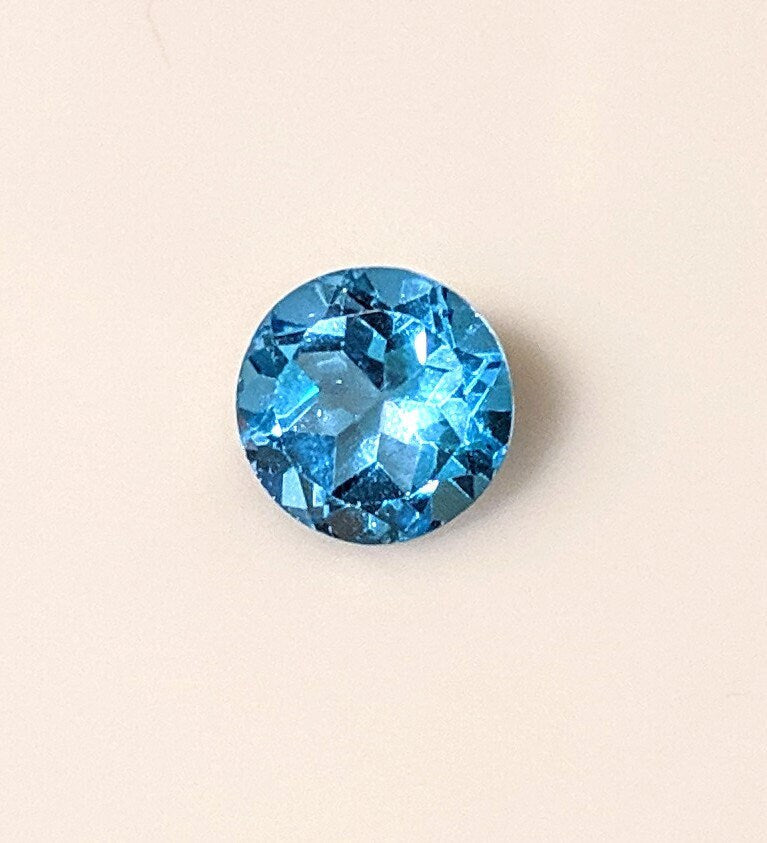 3.45ct Natural African Swiss Blue Topaz Loose Stone - 9mm Round VVS Eye Clean Gemstone with Exceptional Color | Wholesale for Jewelry Making, Engagement Rings & Unique Gifts