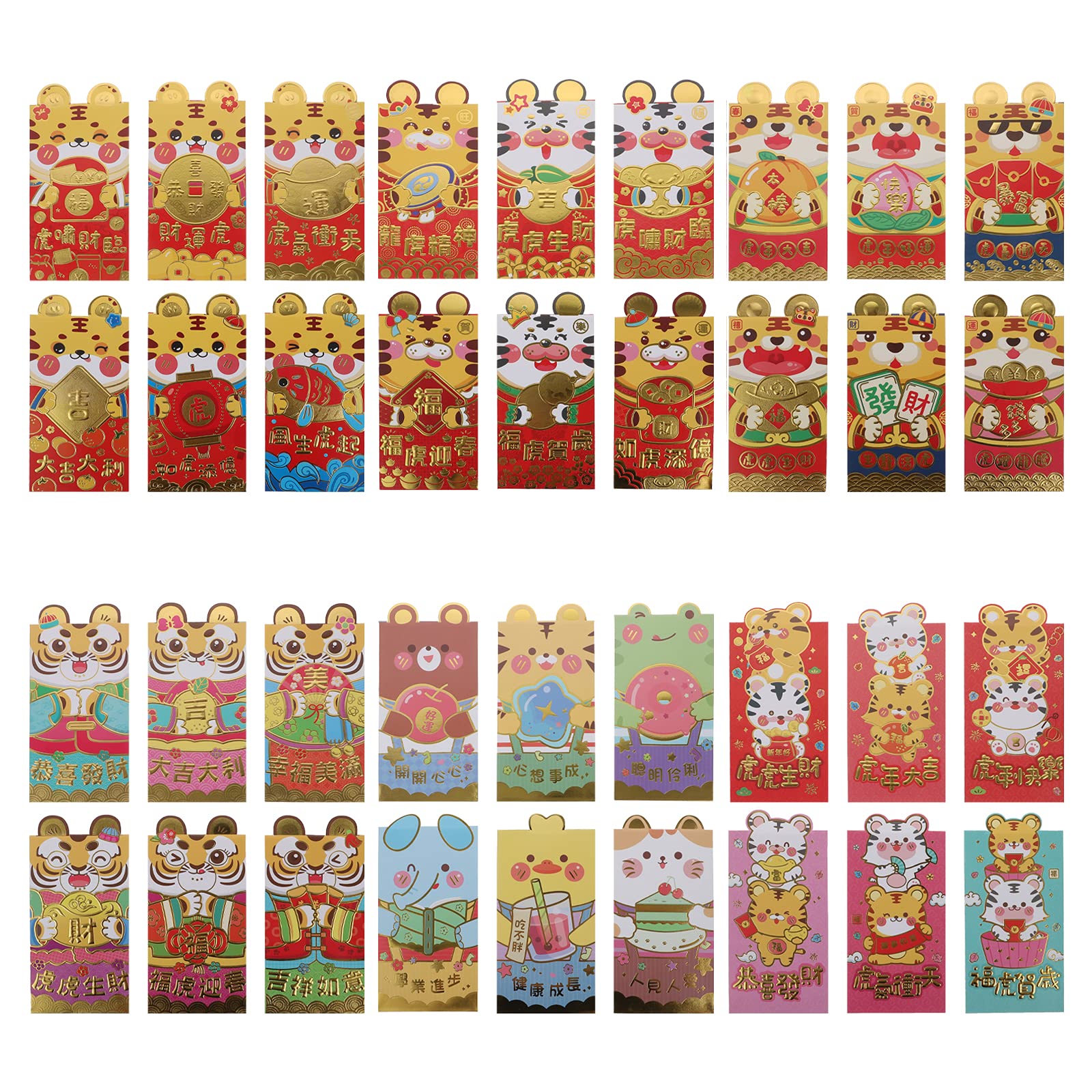 36pcs Cartoon Tiger Red Envelopes for Chinese New Year 2022 - Lucky Money Gift Bags for Kids, Home Decoration & Party Favors - Perfect for Lunar New Year Celebrations, Birthday Parties and Festive Gatherings
