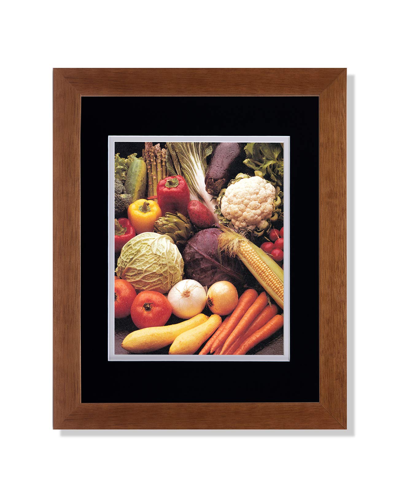 Vintage Black & White Art Prints - Squash, Carrots, Corn, Peppers & Onions - Kitchen Wall Decor - Matted & Framed Picture for Farmhouse, Country Style Dining Room