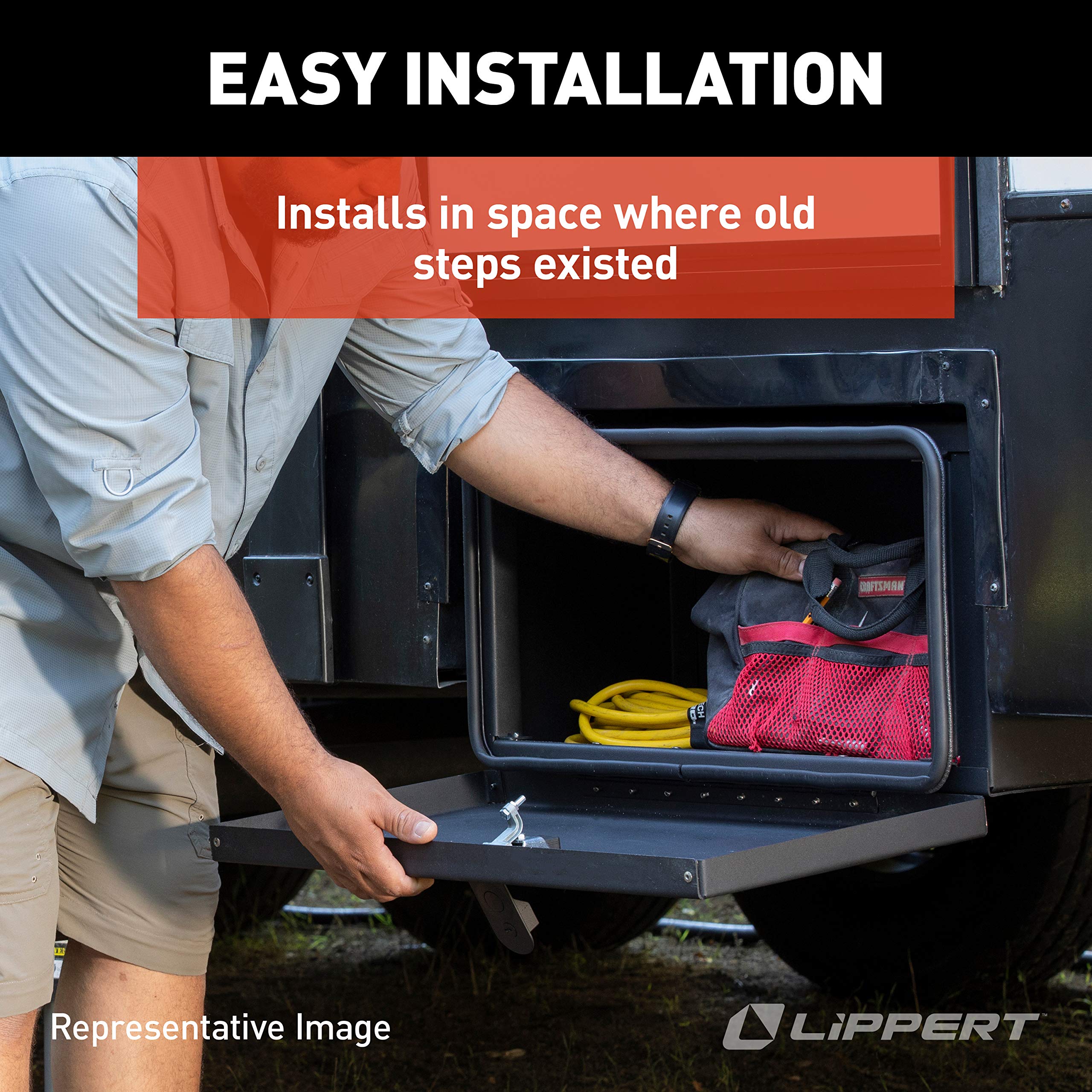Lippert Components 664640 SolidStep RV Storage Box - Durable Plastic Organizer for Camping Gear, Tools & Outdoor Accessories - Perfect for RVs, Trailers & Motorhomes