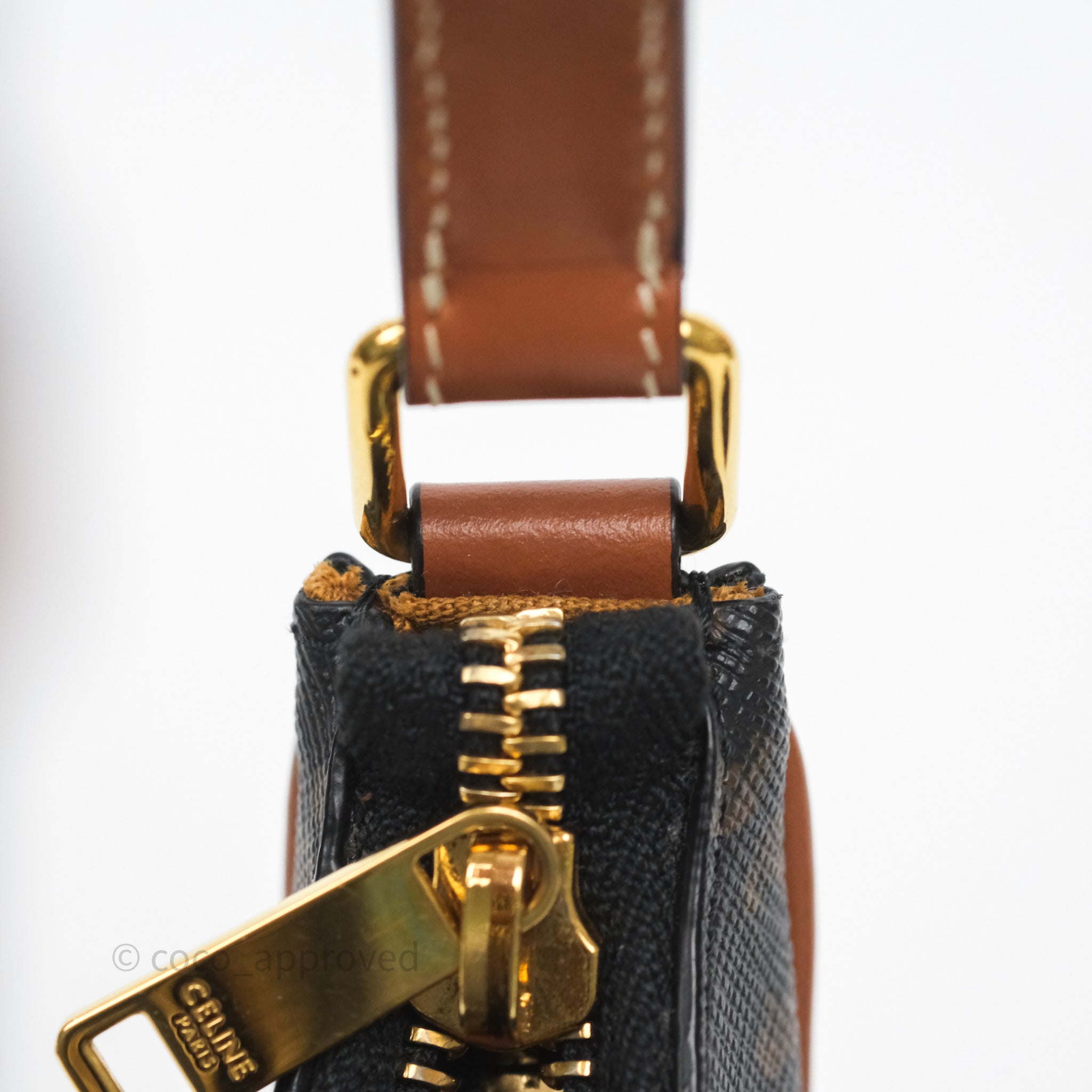 Celine Mini Ava Bag in Triomphe Canvas & Calfskin Leather - Tan Crossbody Purse for Women | Perfect for Everyday Use, Work & Travel