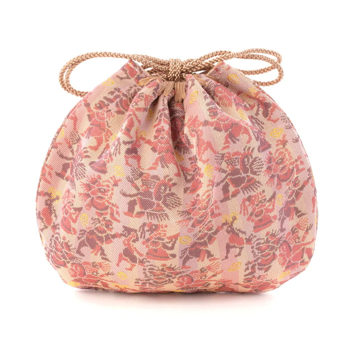 Nishijin Woven Small Drawstring Bag - Aztec Mythology Inspired Handmade Purse | Traditional Japanese Craft from Kyoto | Perfect for Coins, Jewelry & Gift Giving