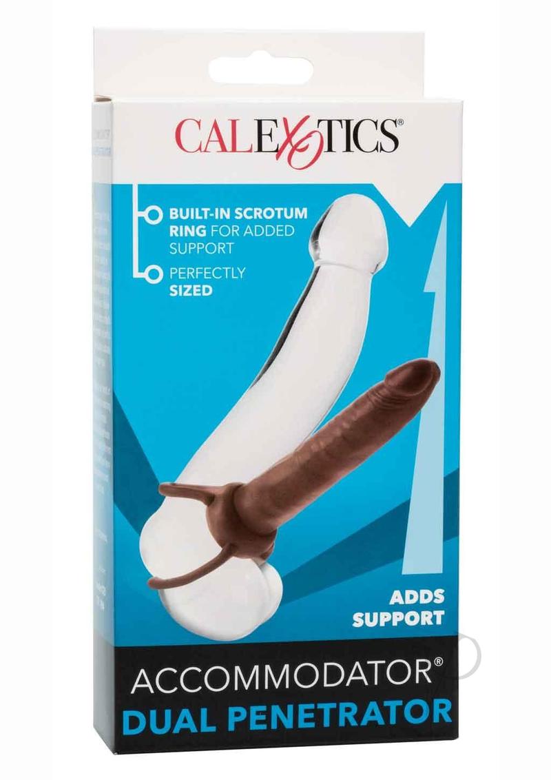Accommodator Dual Penetrator Dildo Cock Ring - Chocolate Brown - Enhance Couples Play & Solo Pleasure - Perfect for Spicing Up Your Sex Life & BDSM Adventures
