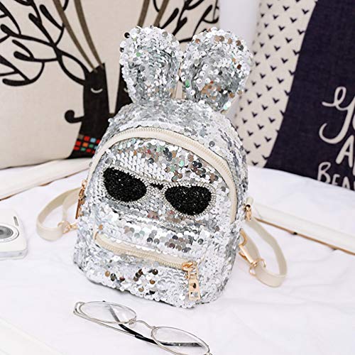 Aibearty Cute Rabbit Ears Mini Backpack with Sequins - Stylish Small Rucksack for Women & Girls - Perfect for School, Travel, and Casual Outings
