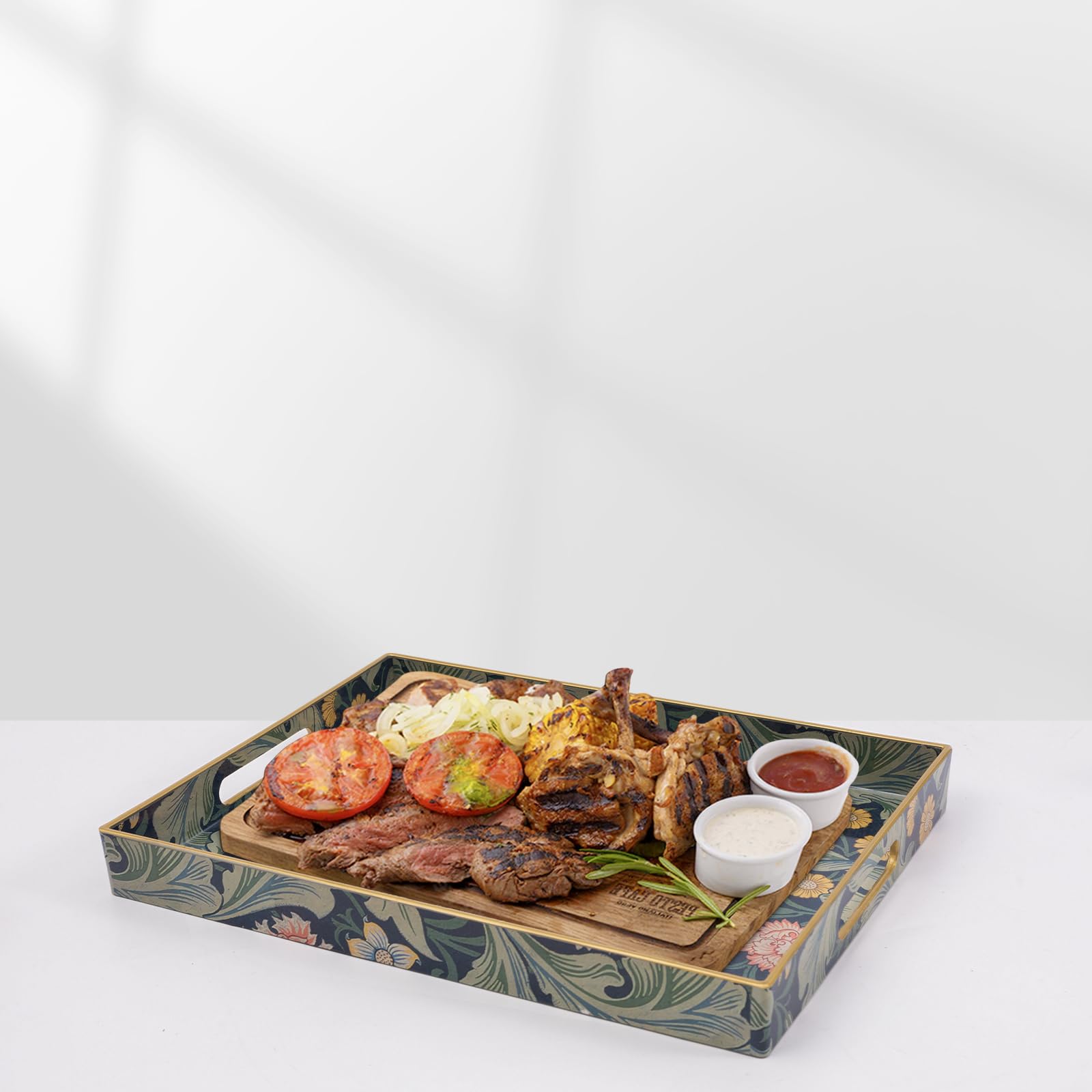 Modern Large Coffee Table Tray with Handles - Stylish Serving Tray for Ottoman & Living Room - Perfect for Entertaining, Organizing Remotes, or Displaying Decor