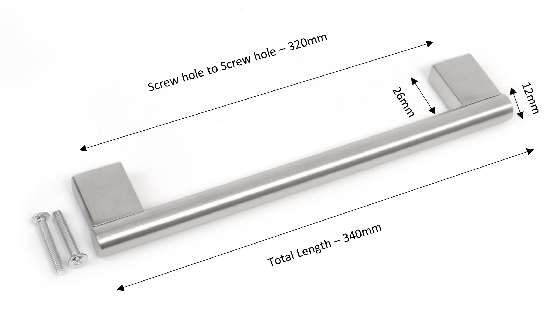 Stainless Steel Kitchen Cabinet Door Handle - Brushed Nickel Keyhole Boss Bar Knob (20mm, 320mm) for Modern Home & Office Cabinets