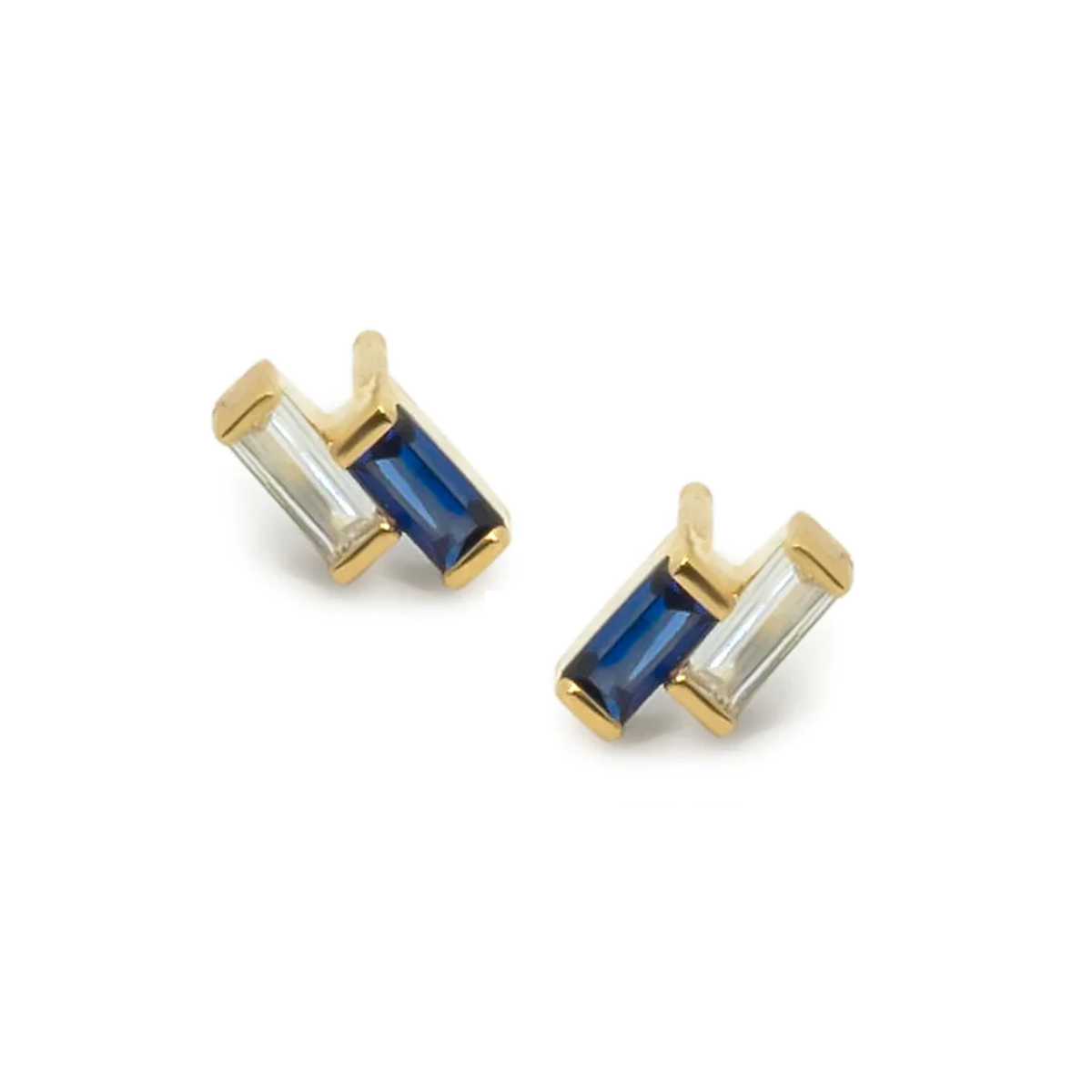 Elegant Counter Balance Stud Earrings with Genuine Sapphire Gemstone | Perfect for Daily Wear, Parties & Special Occasions