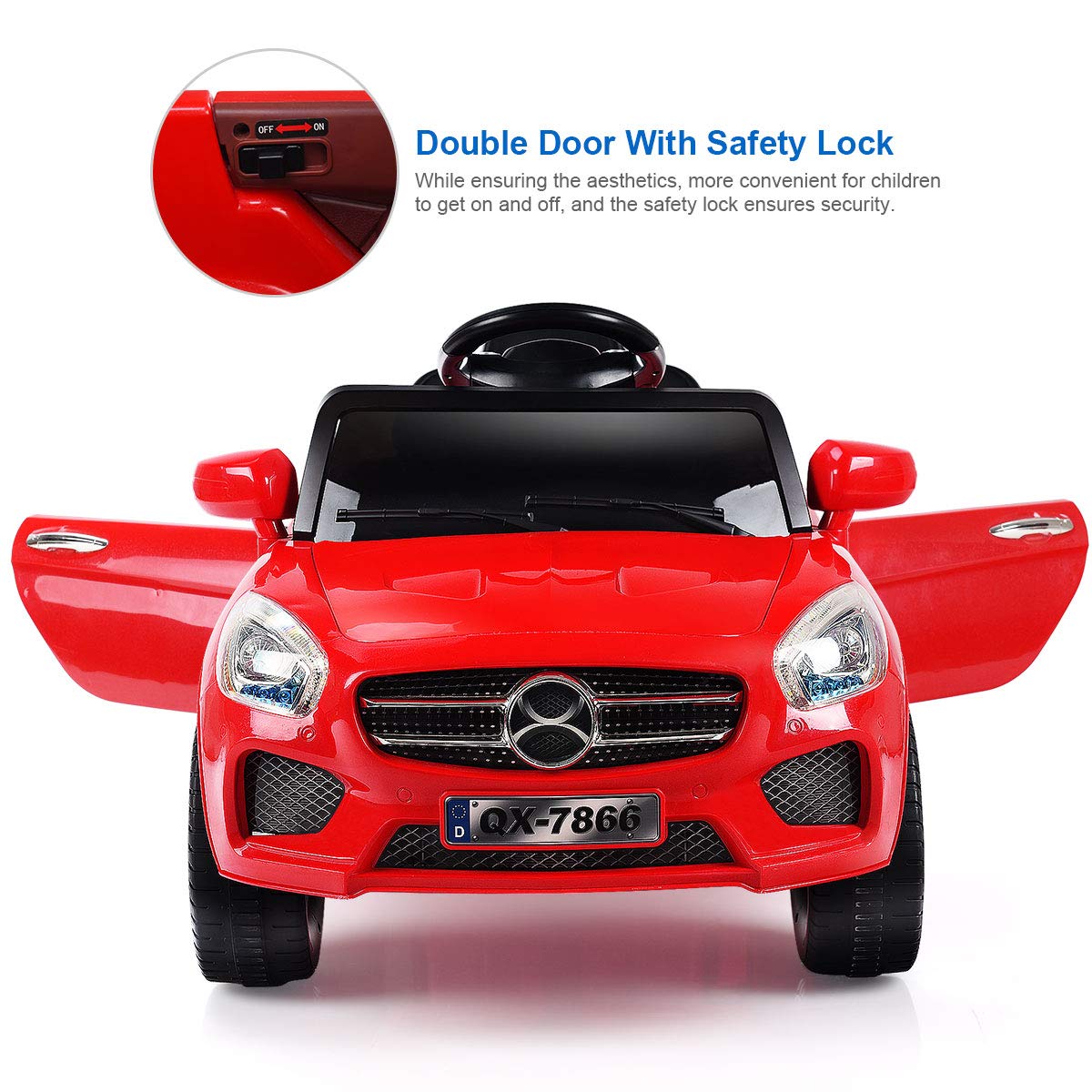 Costzon 6V Kids Ride On Car with Parental Remote Control & Foot Pedal - Battery Powered Toy Vehicle with LED Lights & MP3 Player - Red Ride On Car for Toddlers (Perfect for Indoor/Outdoor Play, Birthday Gifts & Preschool Learning)