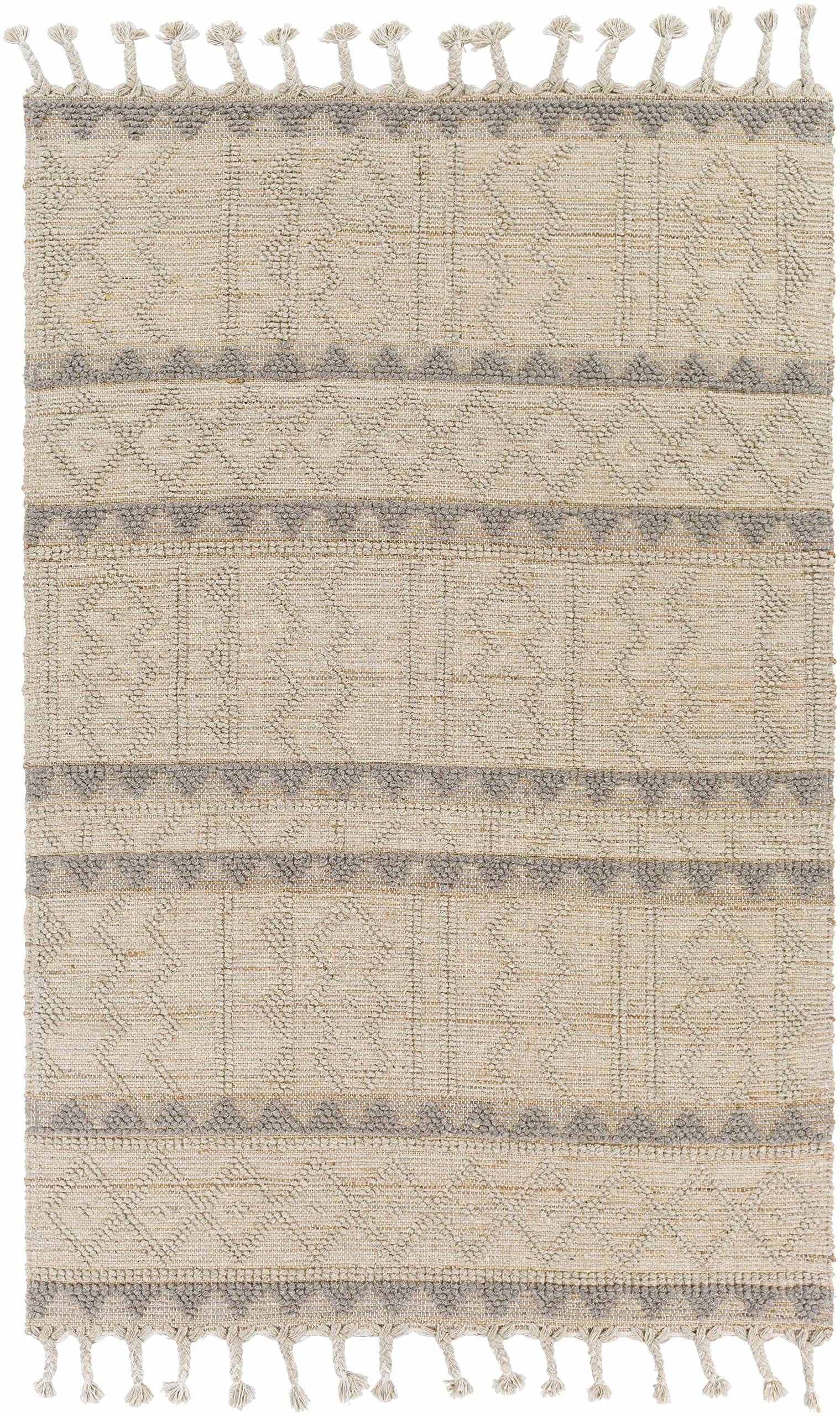 Bohemian Transitional Jute Area Rug 2' x 3' - Tan & Gray Handwoven Natural Fiber Rug for Living Room, Bedroom & Home Decor - Eco-Friendly Floor Mat for Cozy Boho Chic Spaces
