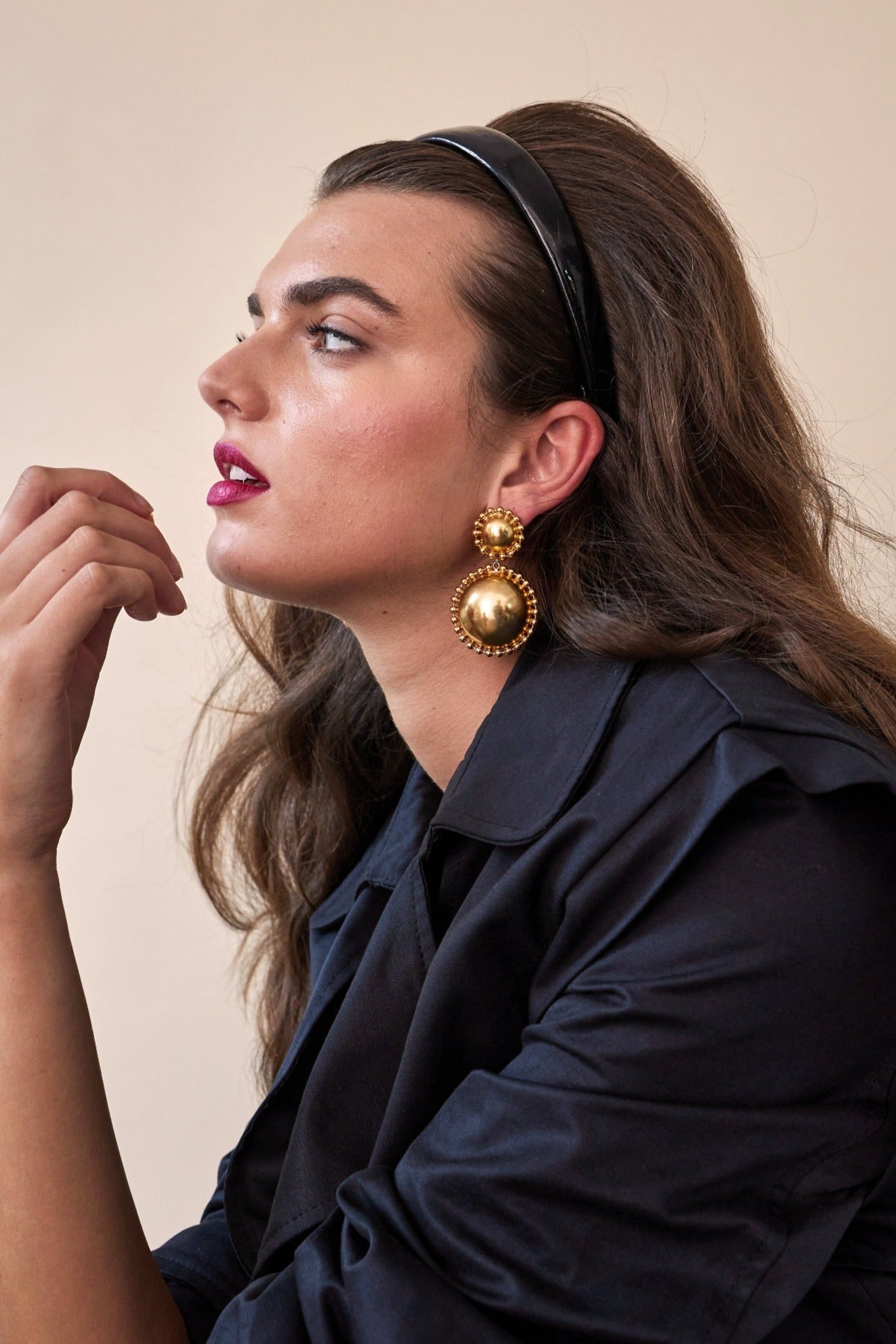 Lucia Dome Earrings – Elegant Gold-Plated Hoop Earrings for Women | Perfect for Parties, Weddings & Everyday Wear