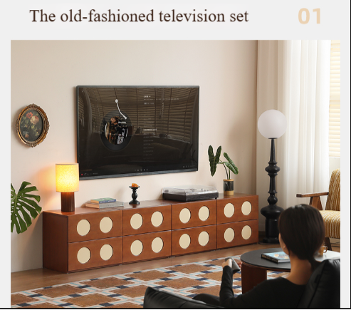 Solid Poplar Wood Modular TV Stand - Rustic Ancient Style Entertainment Center for Living Room, Home Theater & Media Storage