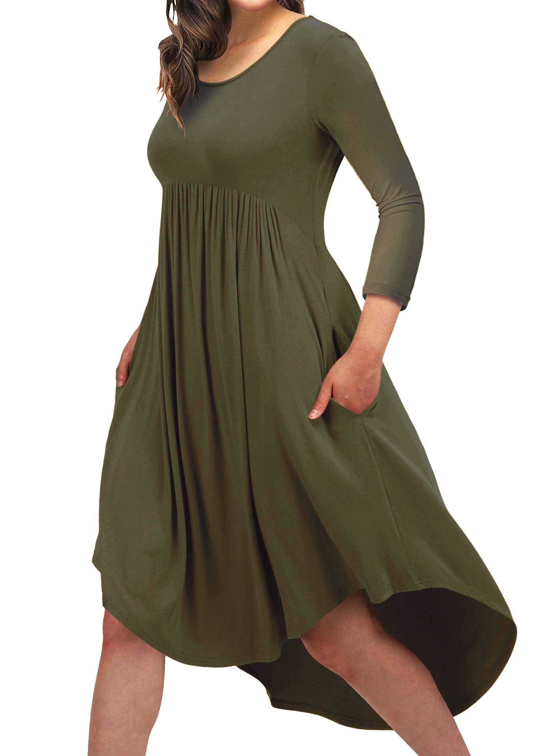 EASYDWELL Women's Casual Loose Comfortable Flowy T-Shirt Dress with Pockets - Perfect for Summer, Beach, Travel & Everyday Wear