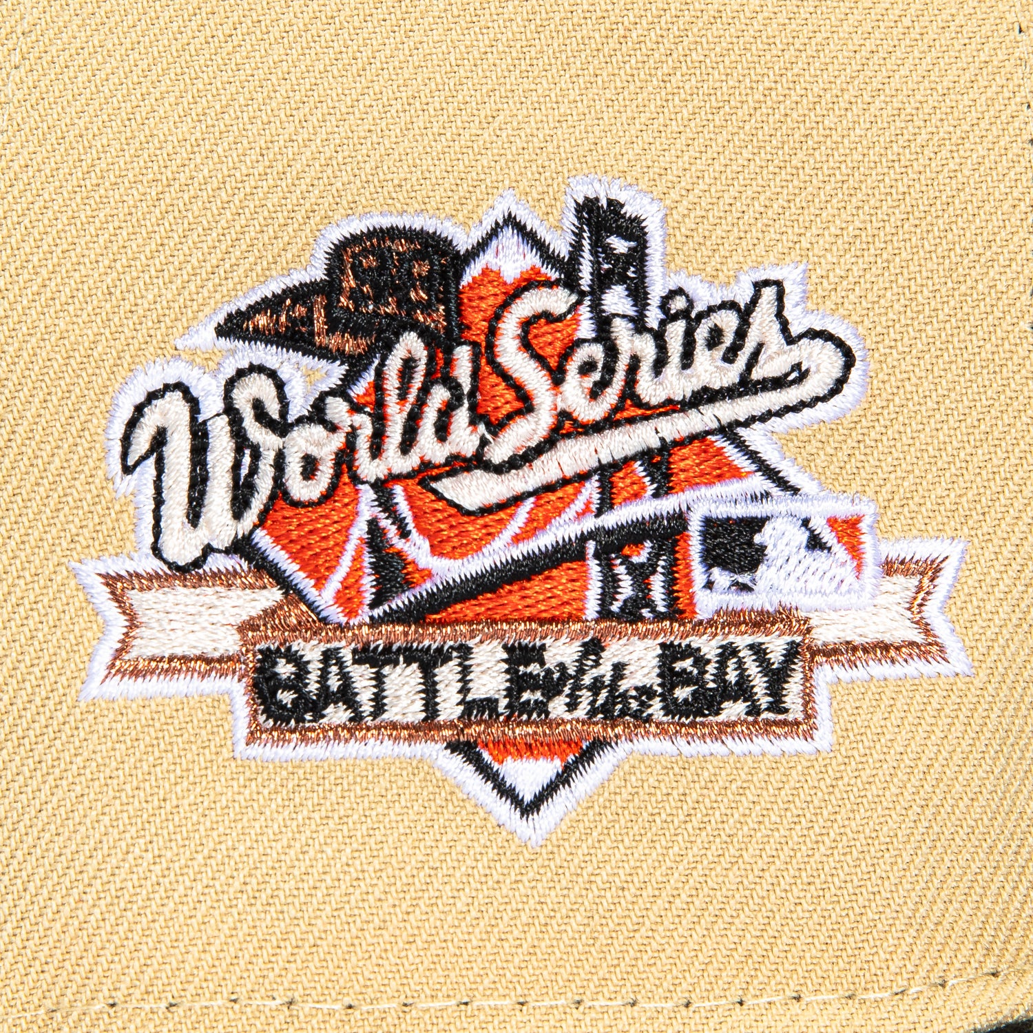 New Era 59Fifty San Francisco Giants Battle of the Bay Patch Script Hat - Tan, Black, White & Orange | MLB Baseball Cap for Fans & Streetwear Fashion | Game Day, Casual Wear & Sports Collection