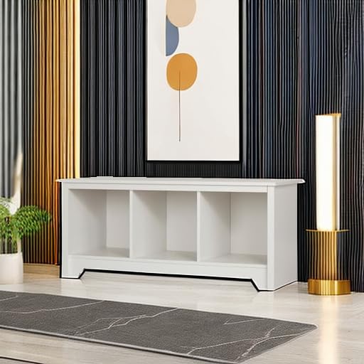 South Shore Vito Cubby Storage Bench, Pure White - Stylish Entryway Organizer for Shoes, Toys & Home Decor - Perfect for Living Room, Bedroom or Hallway