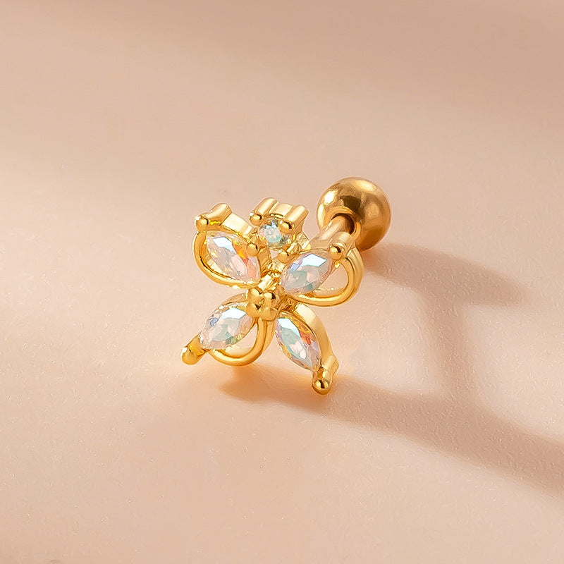 20G Conch Tragus Helix Small Flower Stud Earrings for Women | HSPJ783 | Perfect for Daily Wear, Parties & Gifts