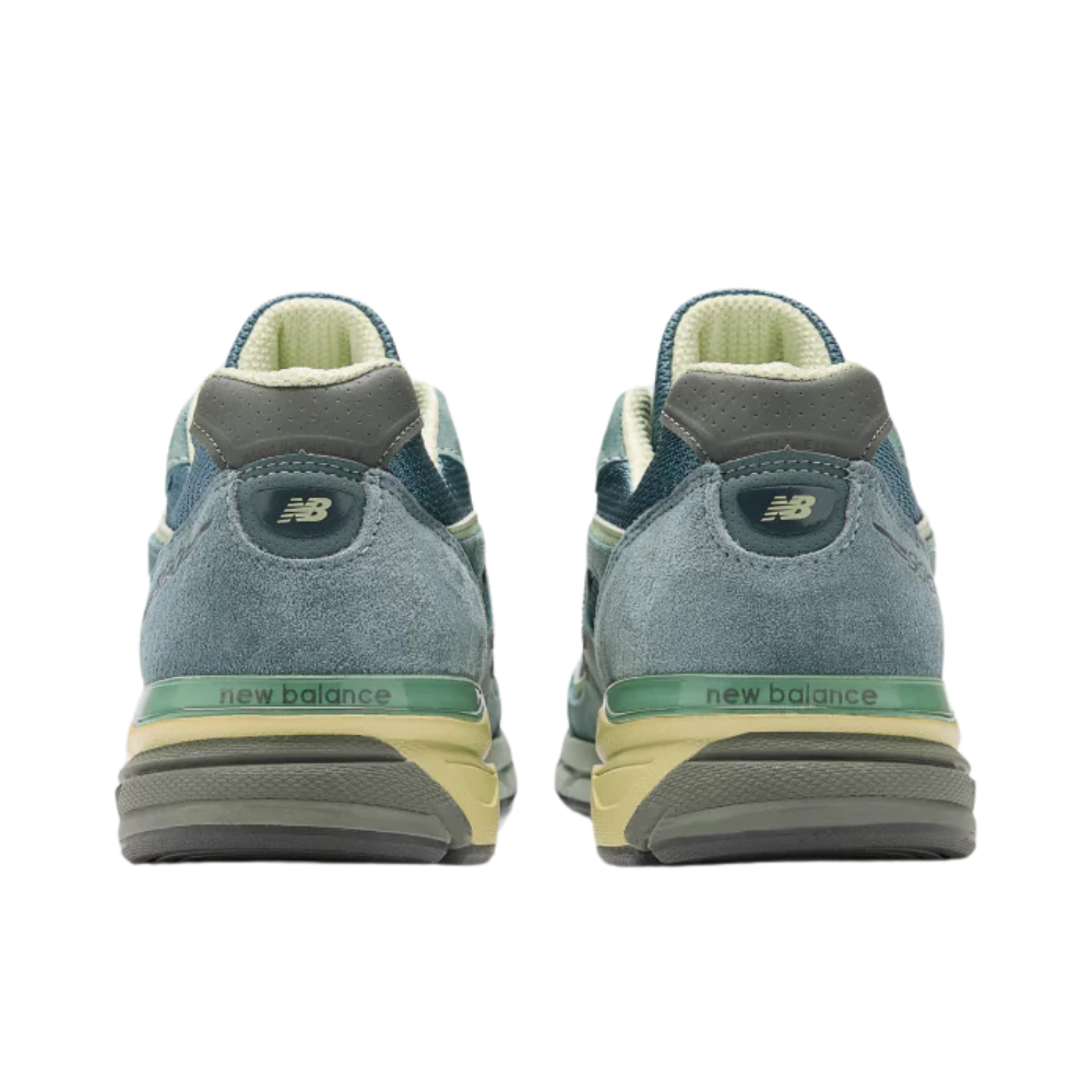 New Balance 990v4 Made in USA Running Shoes - Auralee Blue, White & Cream Colorway | Premium Comfort for Jogging, Gym Workouts & Casual Wear