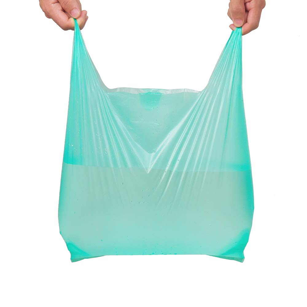Bulk Plastic Grocery Bags with Handles - 12x20 Inch T-Shirt Bags for Shopping & Supermarkets (200 Pack, Lake Blue) | Durable & Eco-Friendly Business Plastic Bags for Retail Stores, Farmers Markets & Food Packaging
