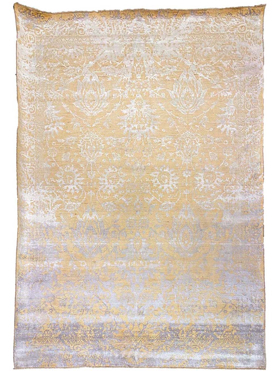 Handmade Pakistani Ikat Silk & Wool Rug - Vintage Distressed Design 14.1x9.11 ft - Perfect for Boho Living Room, Bedroom or Office Decor