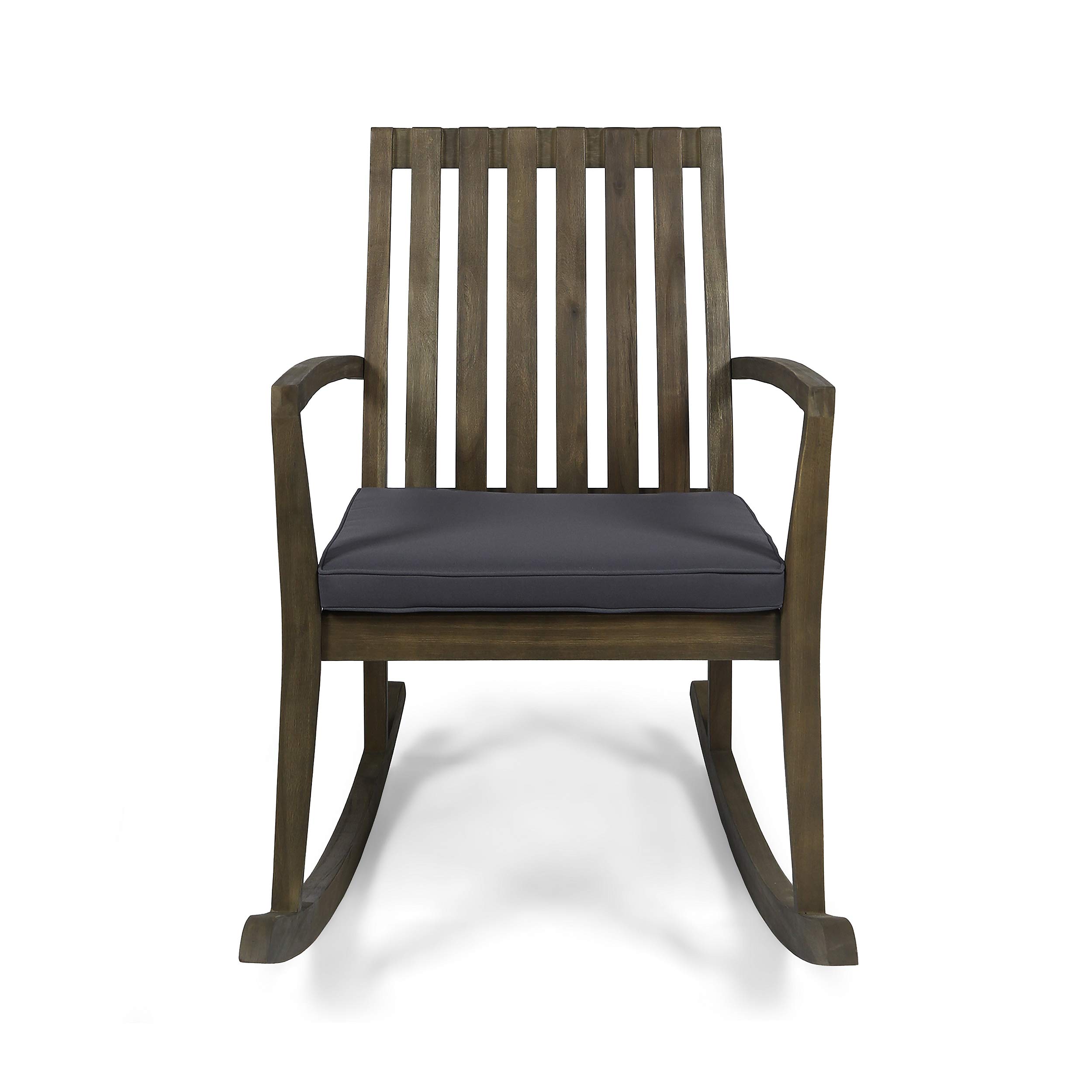 Premium Gray Patio Rocking Chair with Dark Gray Finish - Outdoor Relaxation & Garden Furniture for Backyard, Porch & Deck