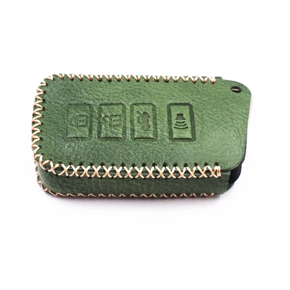 Genuine Leather Smart Key Fob Cover with 4 Buttons & Chain - Compatible with Lexus ES GS IS LX RX RC NX RC-F (Green) - Premium Protection & Style for Your Car Keys