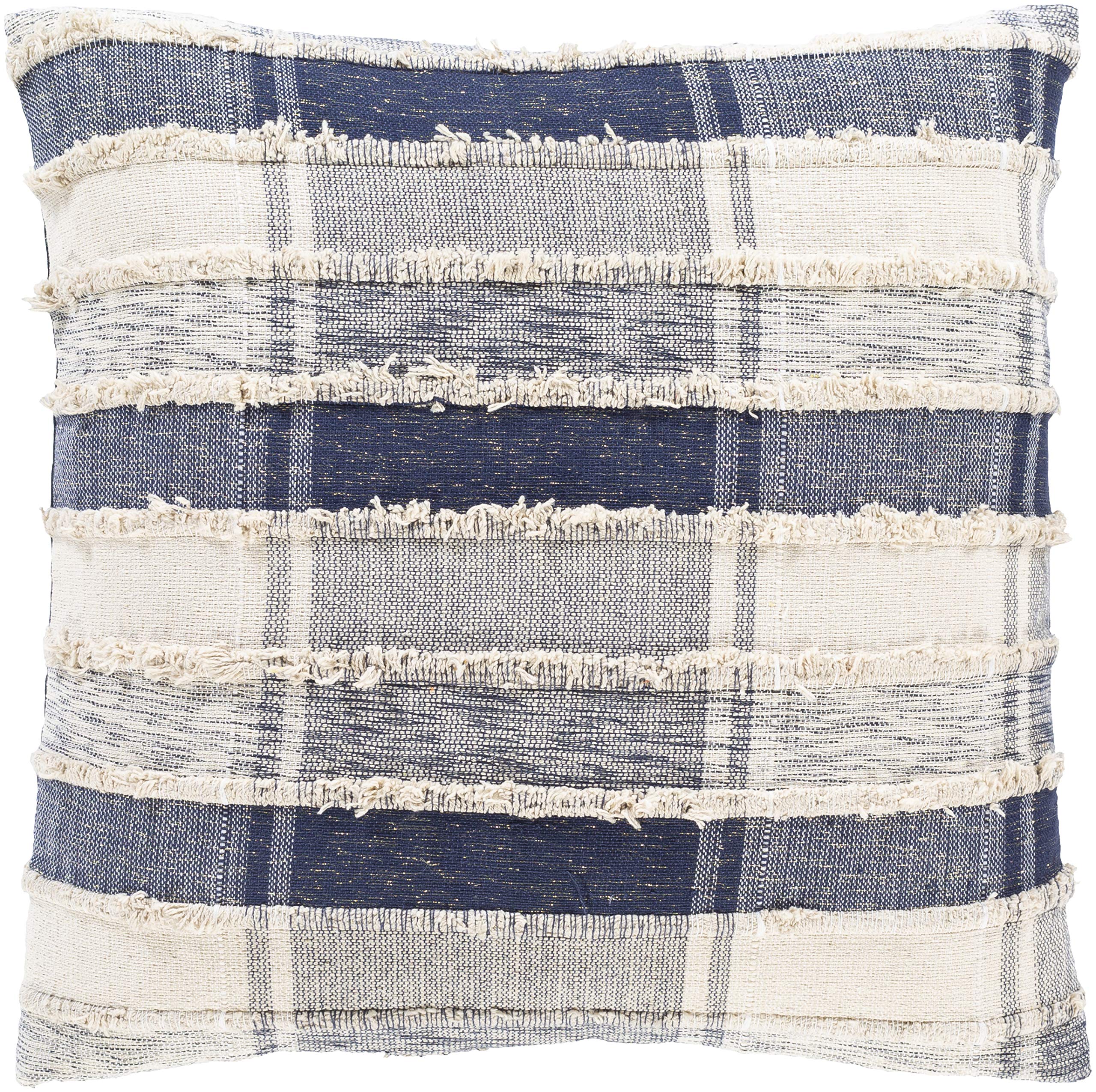 Livabliss Xiomara 18x18 Inch Throw Pillows - Dark Blue, Navy, Beige Decorative Cushion Covers for Sofa, Bed, Living Room & Home Decor
