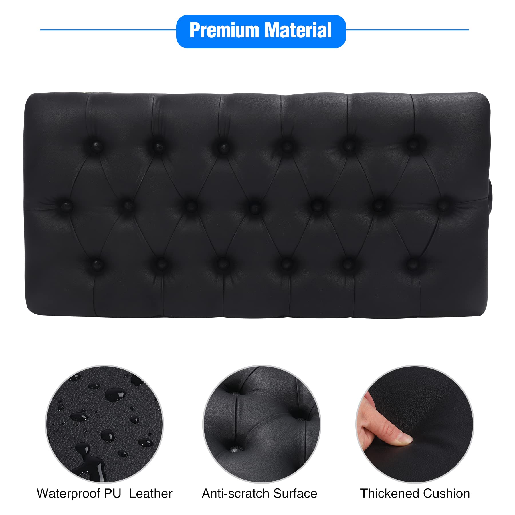 Adjustable Duet Piano Bench with Storage - Heavy Duty Wooden Double Keyboard Bench Seat with PU Leather Cushion - Black - Perfect for Piano Players, Music Teachers & Home Studios