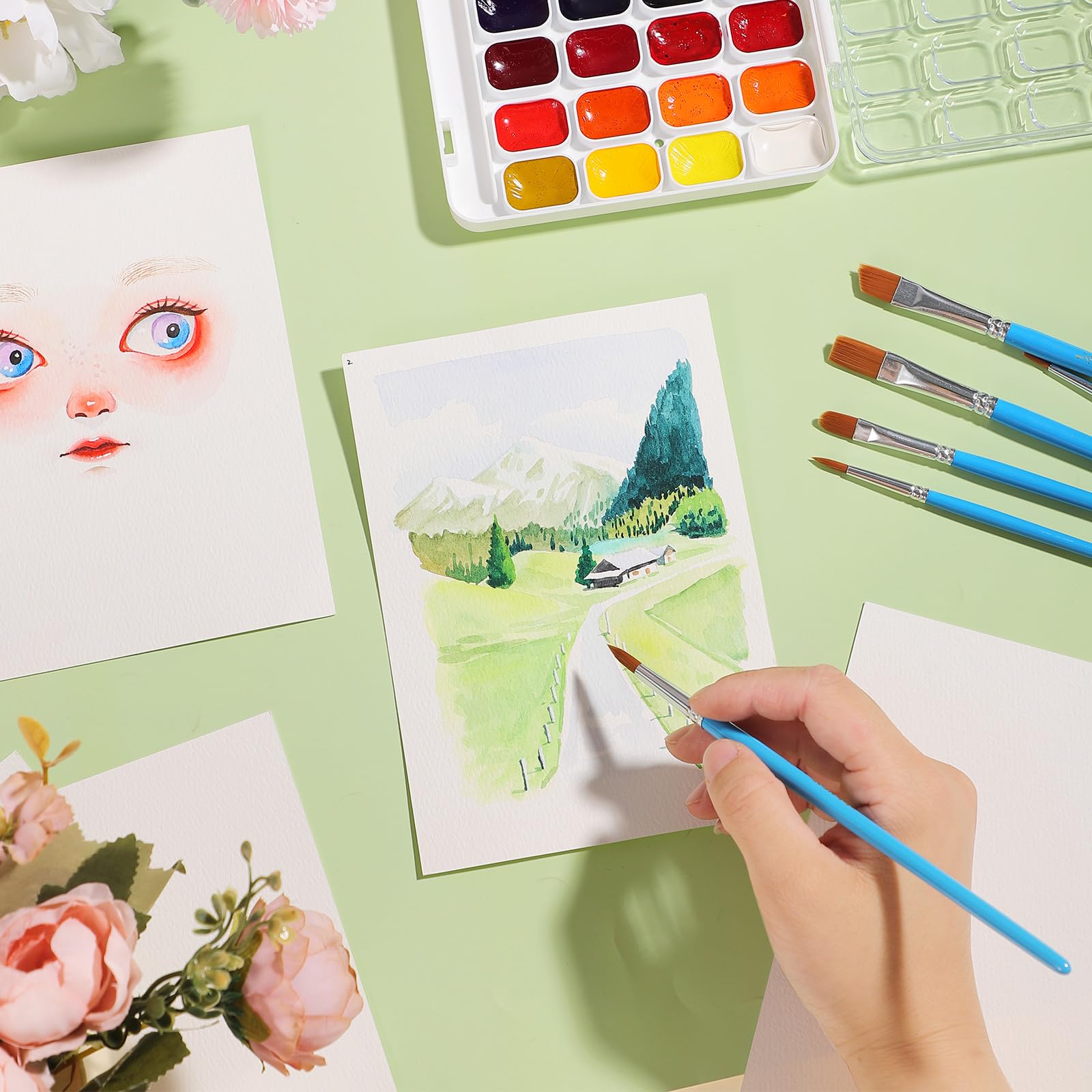 30 Sheets 5x7 Inch Watercolor Paper - 140 lb/300 GSM Cold Press Cotton Paper for Kids, Students & Artists - Perfect for Sketching, Painting & DIY Art Projects