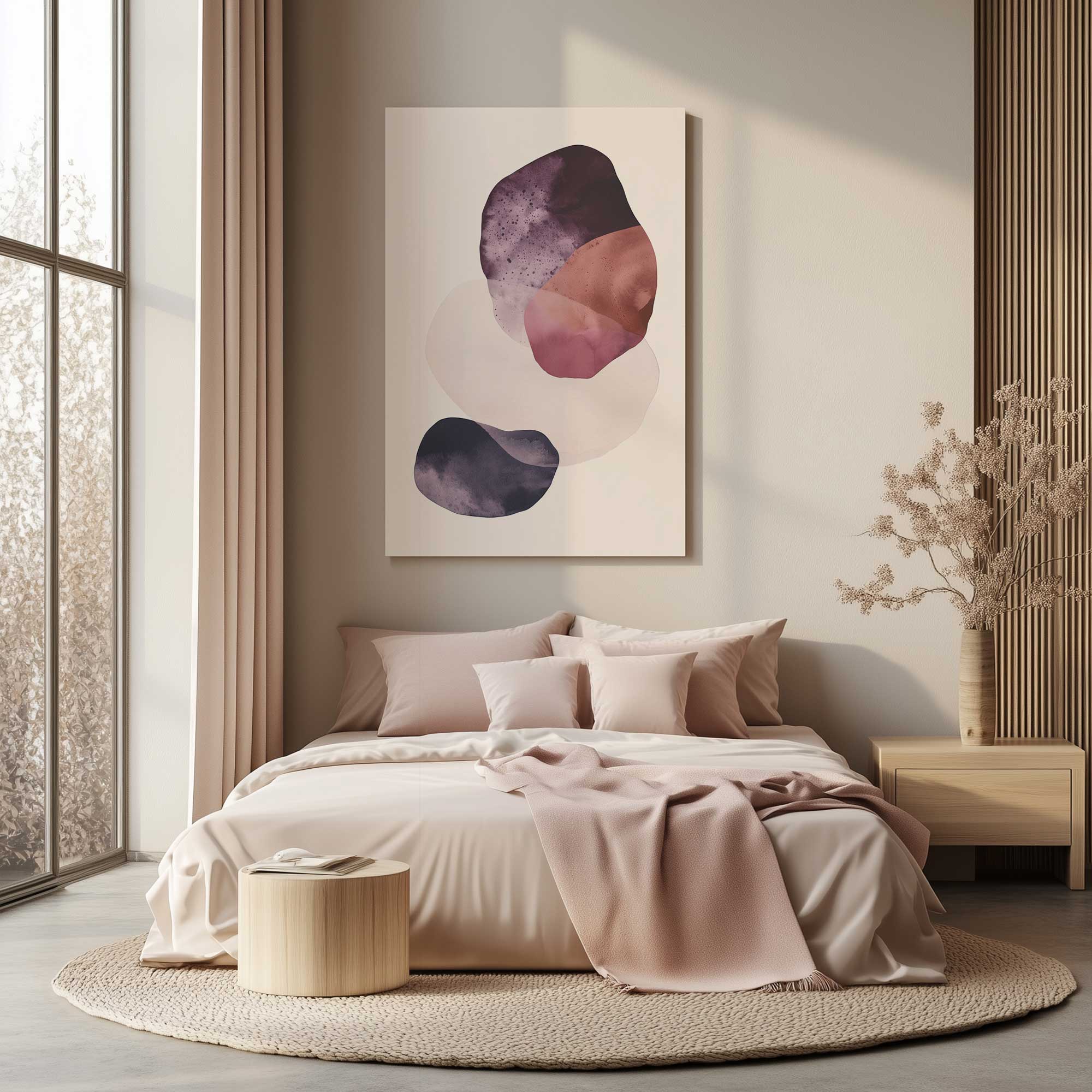 Garnet Mist Print on Canvas - Elegant Abstract Artwork for Home & Office Decor | Perfect for Living Room, Bedroom, or Gift Giving