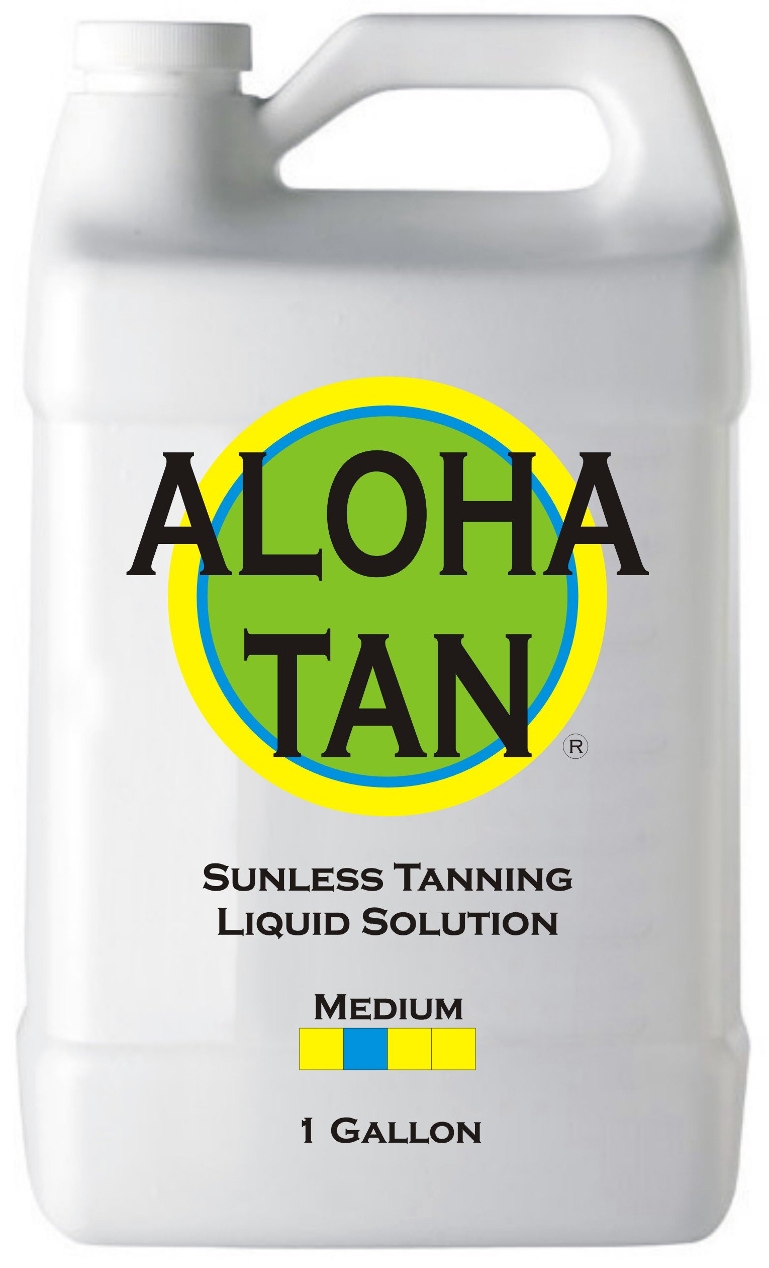 ALOHA TAN Medium Spray Tan Solution - 1 Gallon Sunless Self Tanning Liquid for Airbrush & HVLP Systems - Includes Applicator Mitt, Gloves & Fake Tanner Mousse Sample - Perfect for Salon Professionals & At-Home Spray Tanning