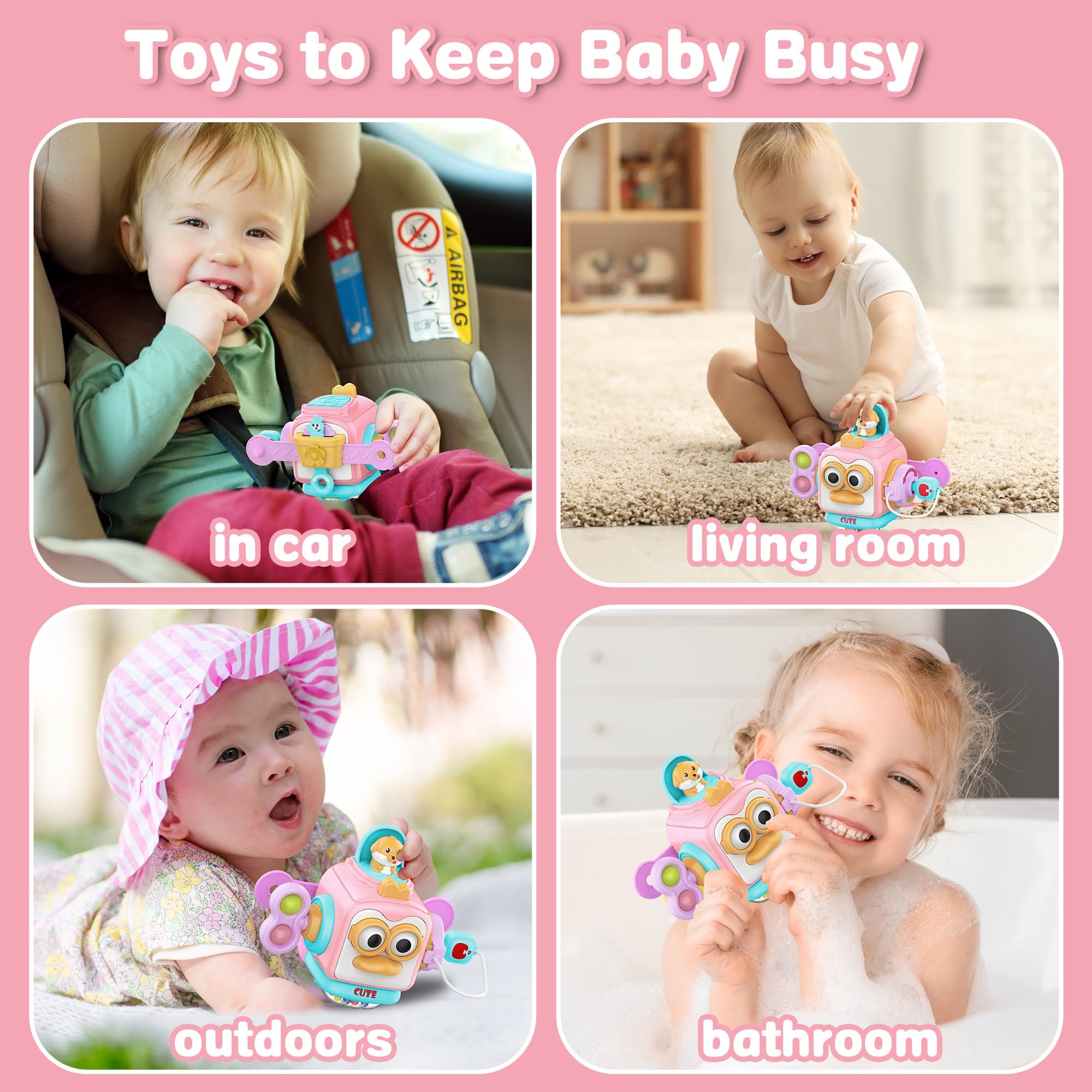 Montessori Busy Board for Toddlers 1-3 Years - Sensory Learning Toys for 1 Year Old Boys & Girls - Best Birthday Gift & Travel Activity Toy for 12-36 Month Old Babies - Perfect for Airplane, Car Rides & Early Childhood Development