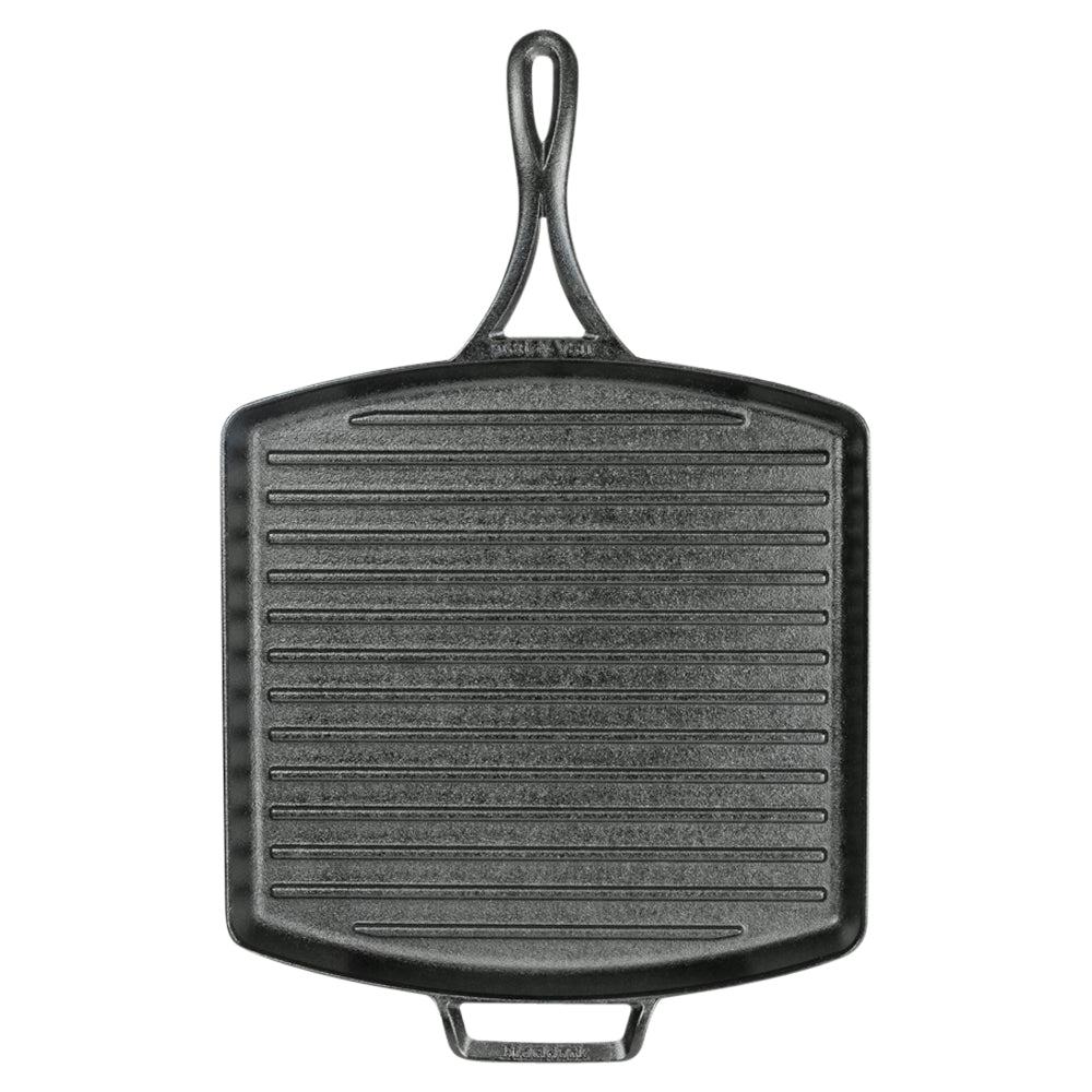 Premium Cast Iron BLACKLOCK Square Grill Pan 30cm - Heavy Duty Grill Griddle for Steak, Burgers & Vegetables - Perfect for Indoor & Outdoor Cooking, Camping & BBQ Parties