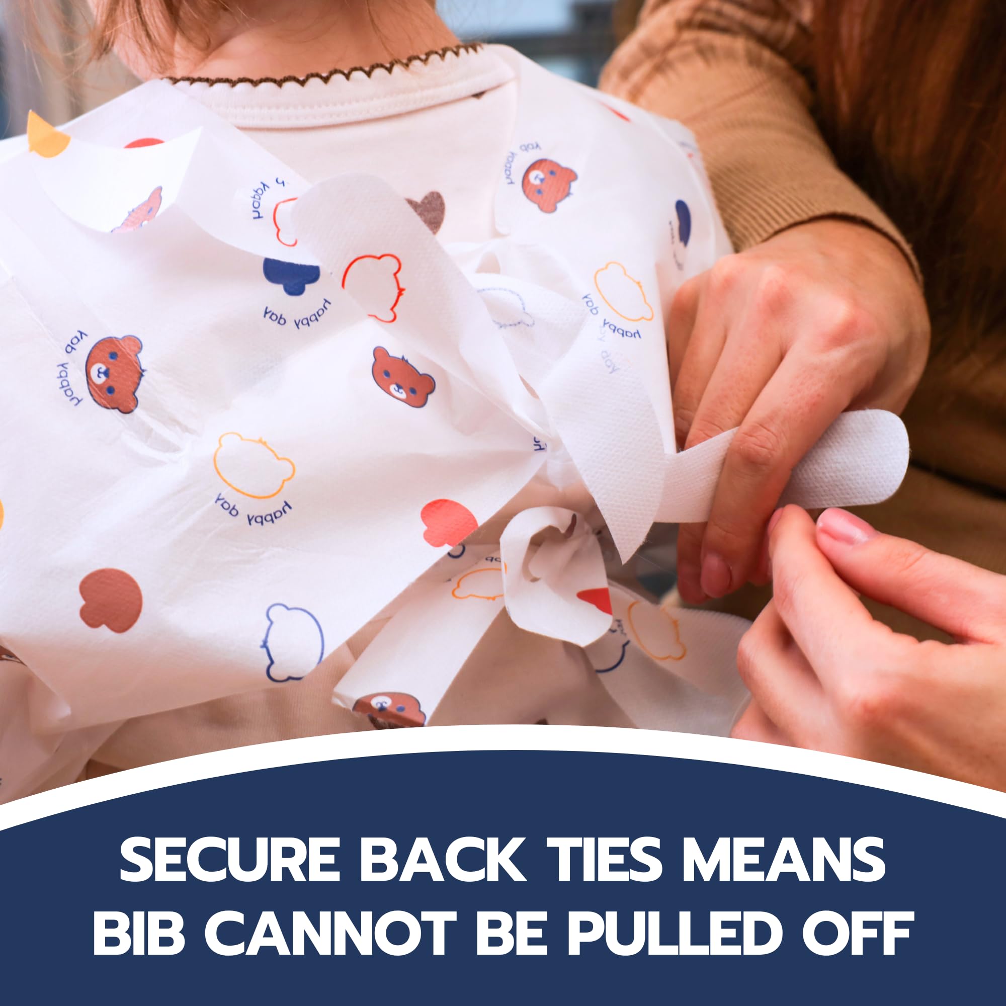 Waterproof Disposable Baby Bibs with Long Sleeves & Crumb Catcher - Individually Wrapped 10 Pack for Messy Meals, Travel & Daycare Use