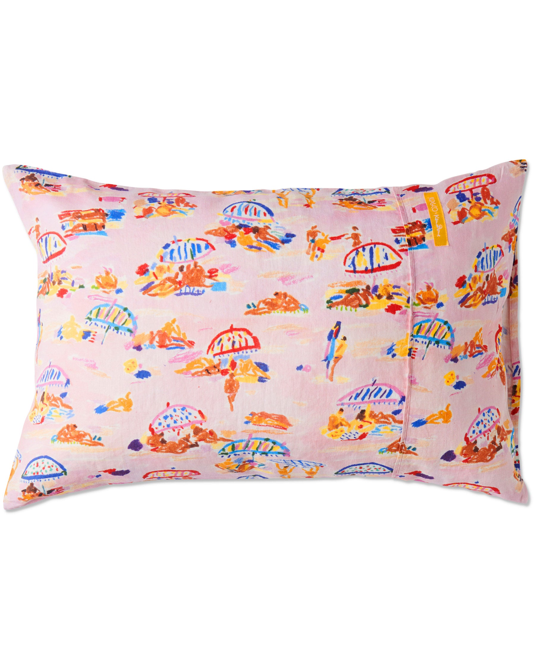 Kip&Co x Ken Done Beach Days Linen Pillowcases - Soft & Breathable Linen Pillow Covers for Summer, Coastal & Boho Home Decor - Perfect for Beach House, Guest Room & Vacation Vibes