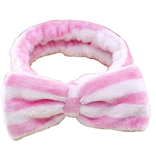 ZALING Soft Coral Fleece Washing Headband for Women - Cute Elastic Hair Band with Bowknot for Shower, Makeup & Facial Care (3 Colors) - Perfect for Spa, Skincare & Beauty Routines at Home