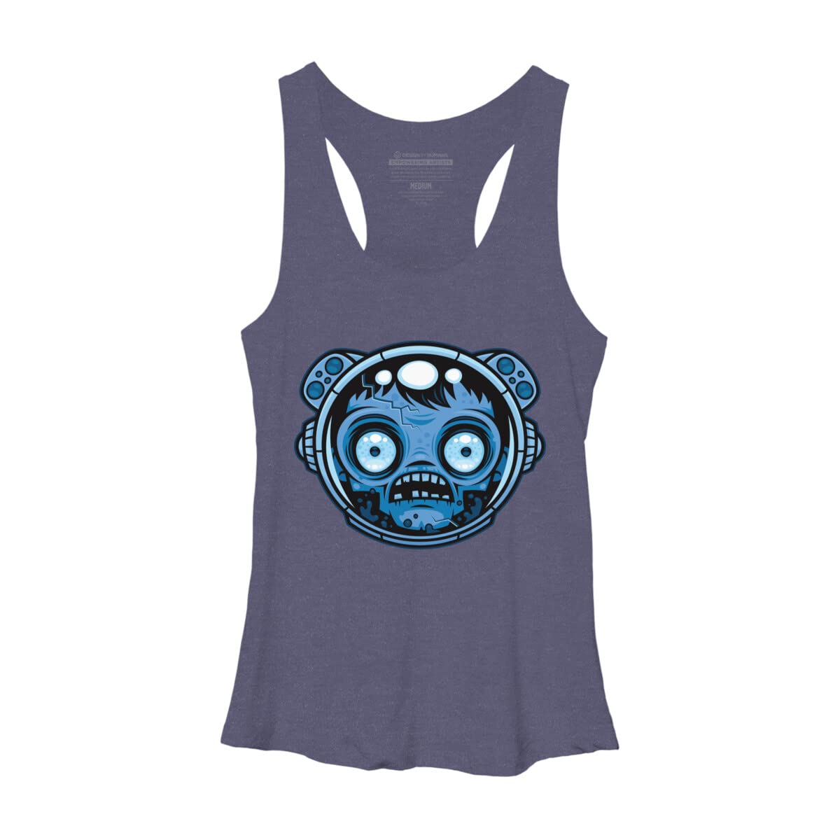 Design By Humans Women's Zombie Astronaut Graphic Racerback Tank Top - Soft Cotton Sleeveless Shirt for Casual Wear, Gym & Summer Outfits
