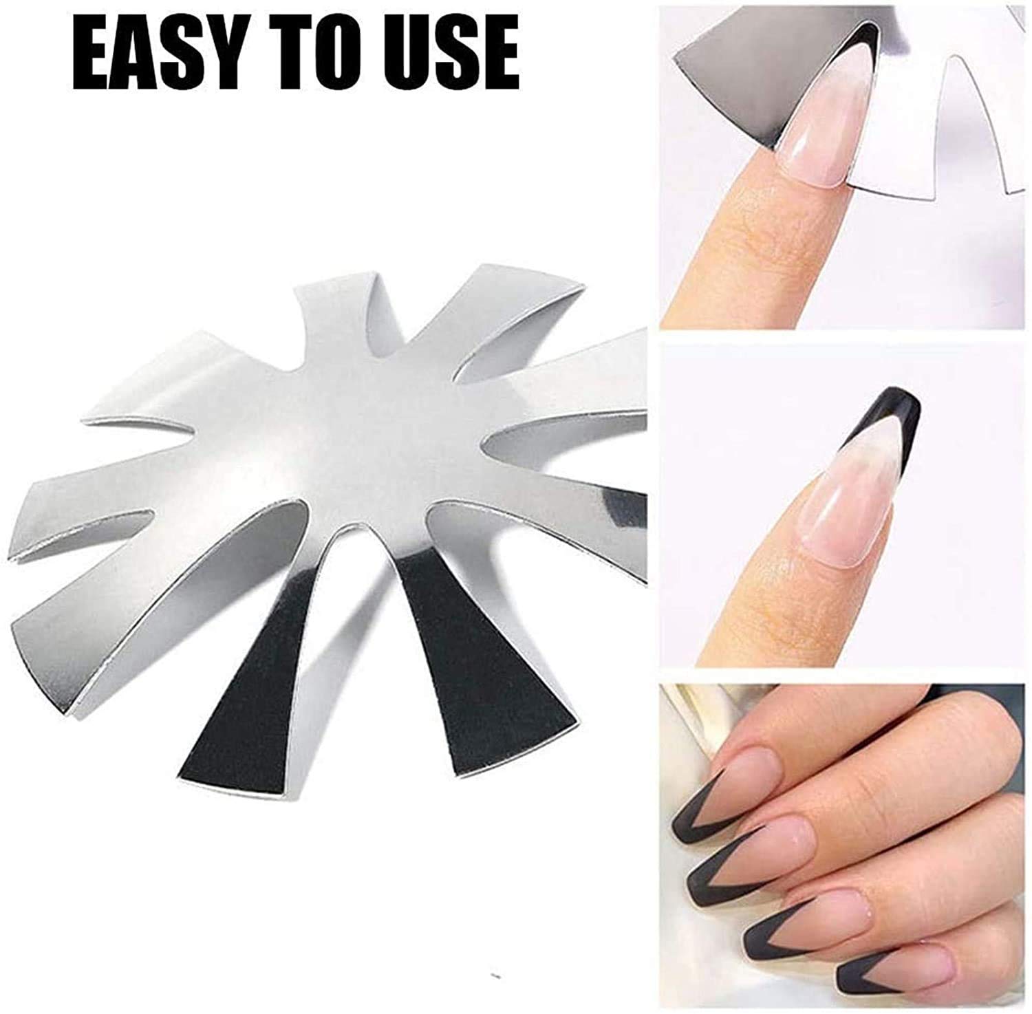 Professional Stainless Steel French Manicure Nail Cutter Plate - Acrylic Nail Art Tool Kit for Edge Trimming & Perfect Shaping (1pc, Dazzling) - Salon Quality DIY Nail Care at Home