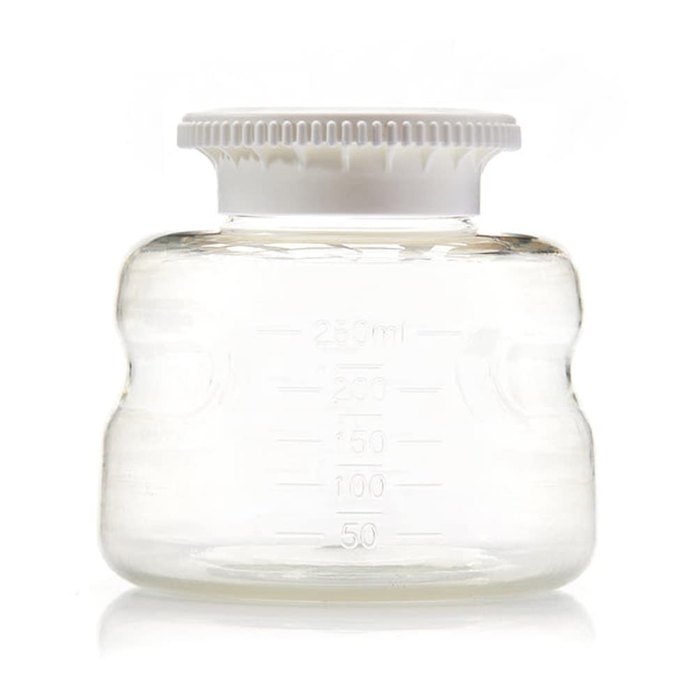Sterile Polystyrene Media Storage Bottles 250mL with Secure GL45 Cap - 24 Pack/Case - Ideal for Lab Media Storage, Cell Culture, and Biopharmaceutical Applications