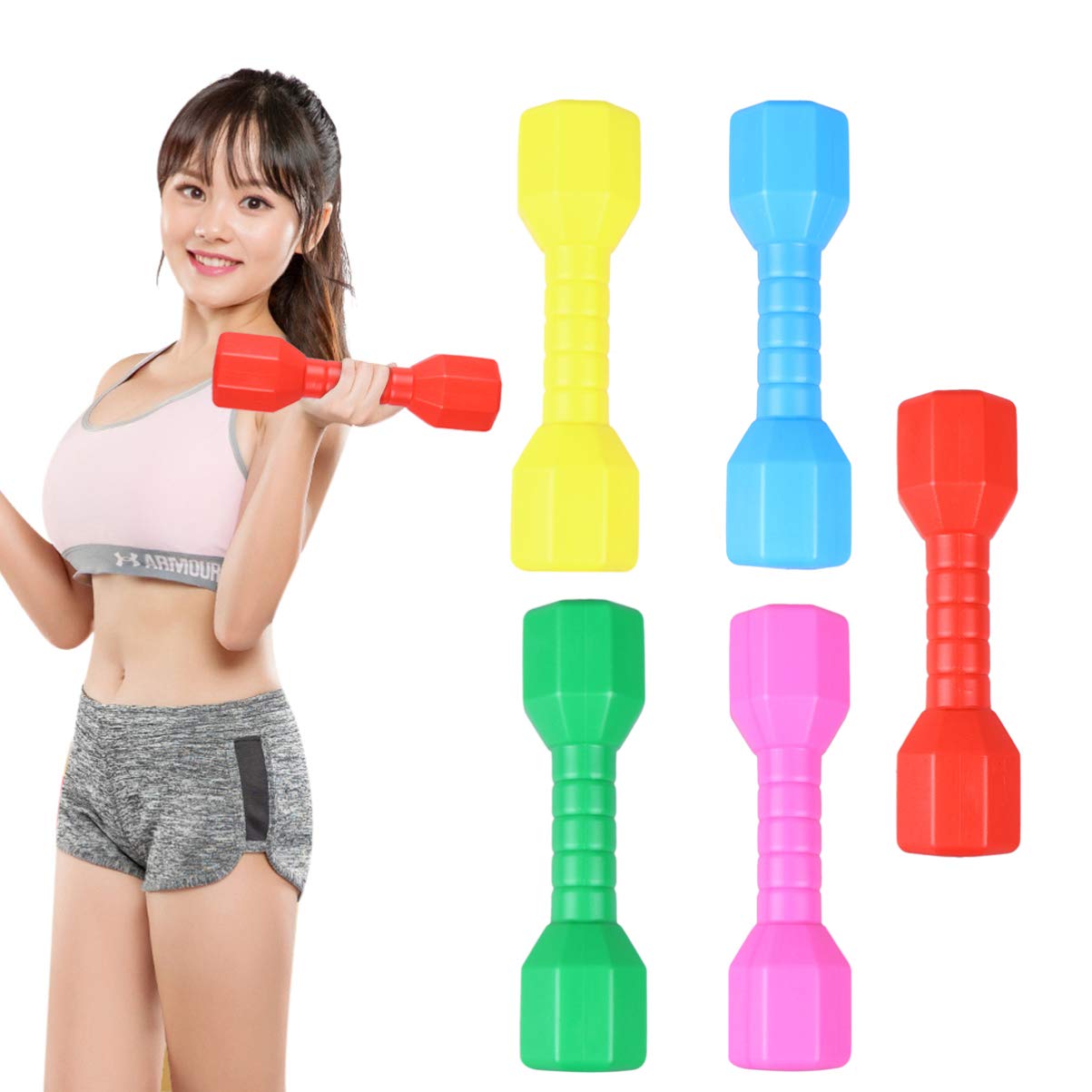 Wakauto 4-Piece Baby Dumbbell Toy Set - Safe Plastic Kids Dumbbells for Home Gym, Exercise & Fitness | Perfect for Toddler Playtime, Early Motor Skill Development & Indoor Active Fun