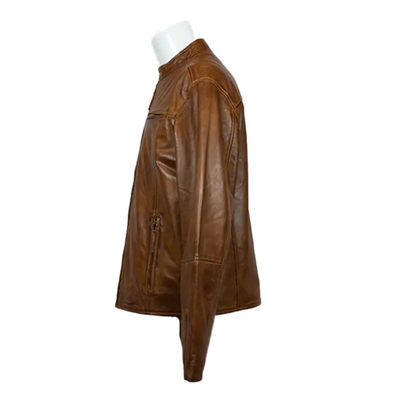 BOL Men's Snap Collar Lamb Leather Jacket - Stylish Genuine Leather Biker Jacket for Men, Perfect for Motorcycle Riding, Casual Outfits & Night Out