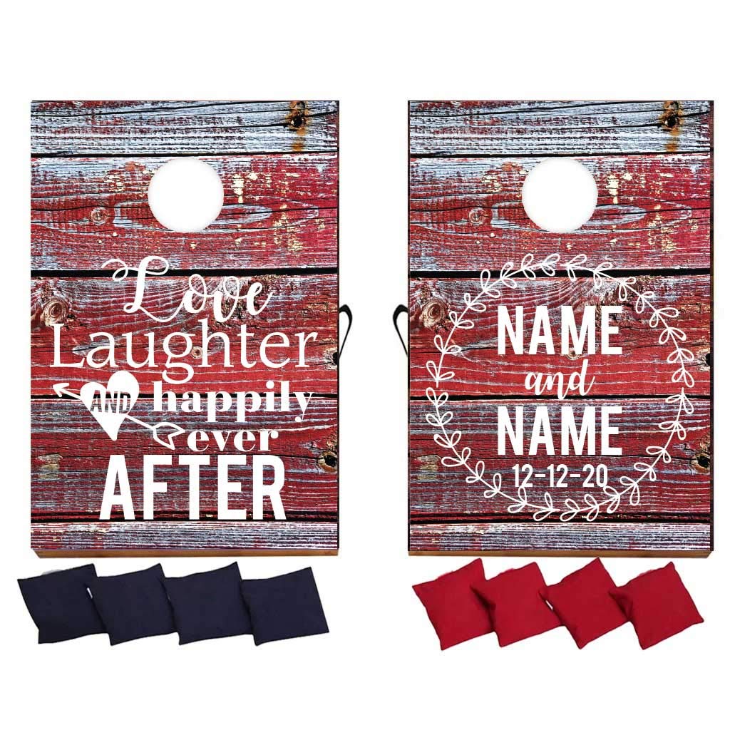 VictoryStore Custom Cornhole Game Set - Personalized Wedding Bag Toss Boards with Bags - Outdoor Lawn Games for Parties, BBQs & Tailgating